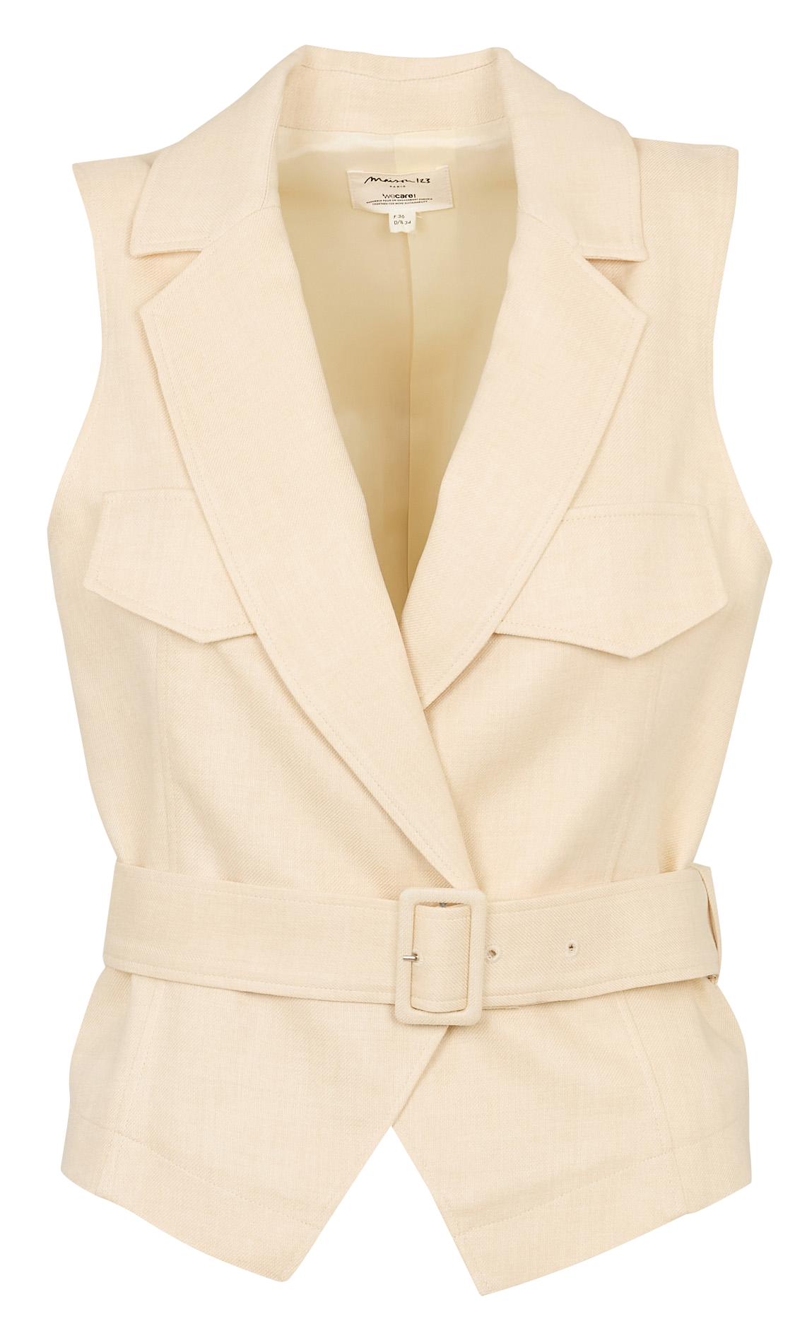 Sleeveless Belted Tailored Jacket MAISON 123 Beige