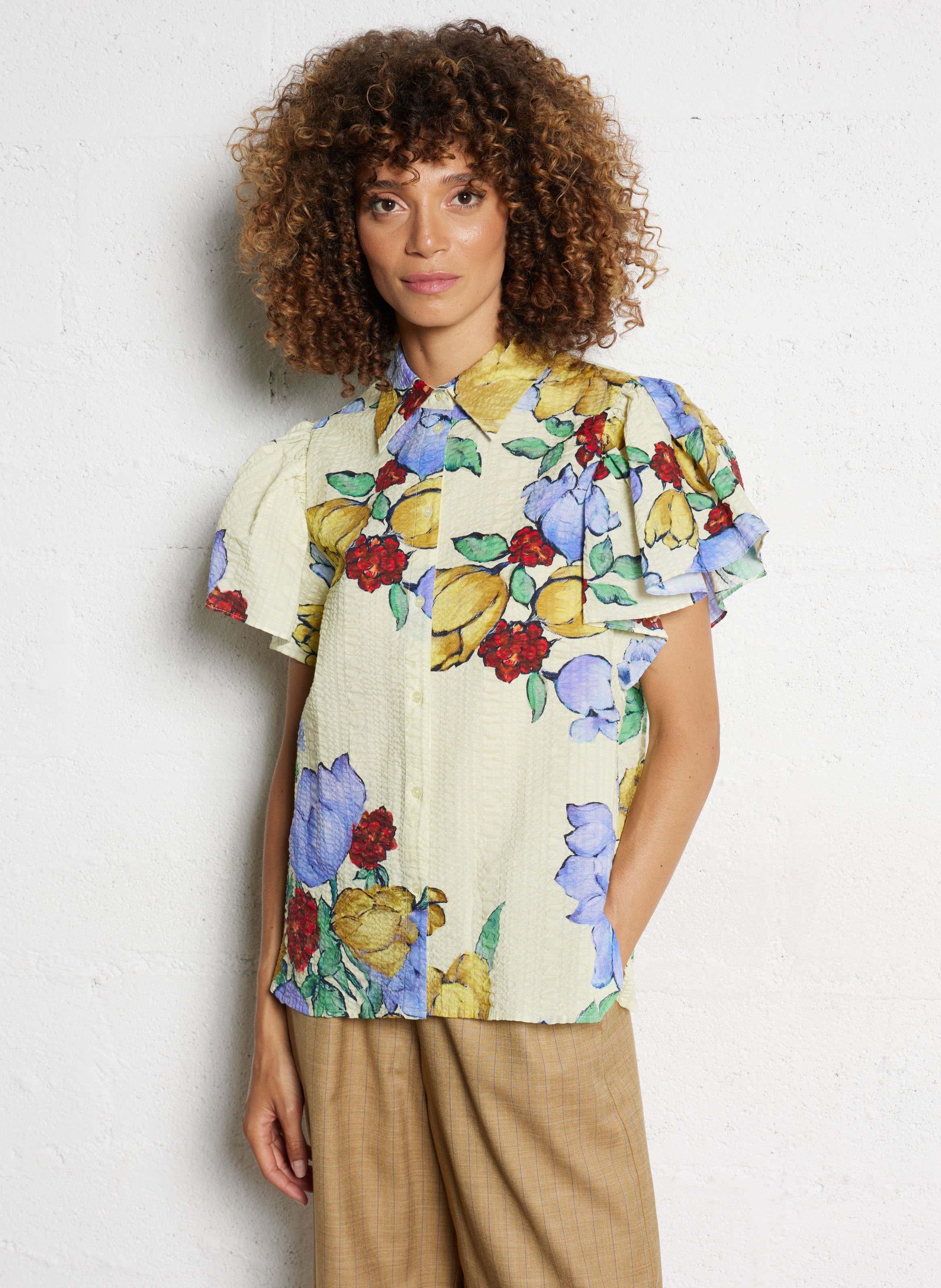 Bio-Baumwollbluse mit klassischem Kragen STELLA NOVA Mehrfarbig