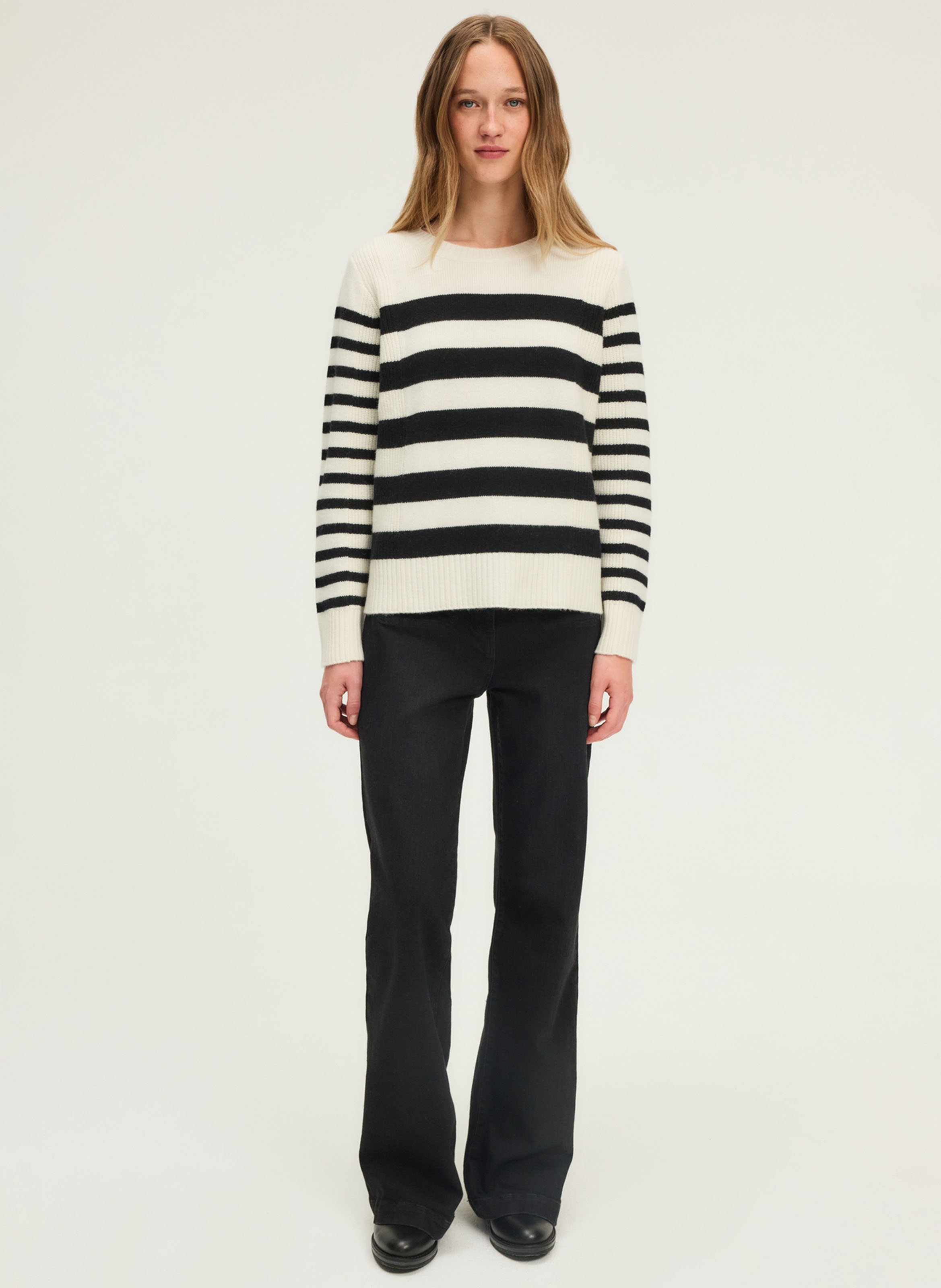 Pull droit col rond en laine PABLO Beige