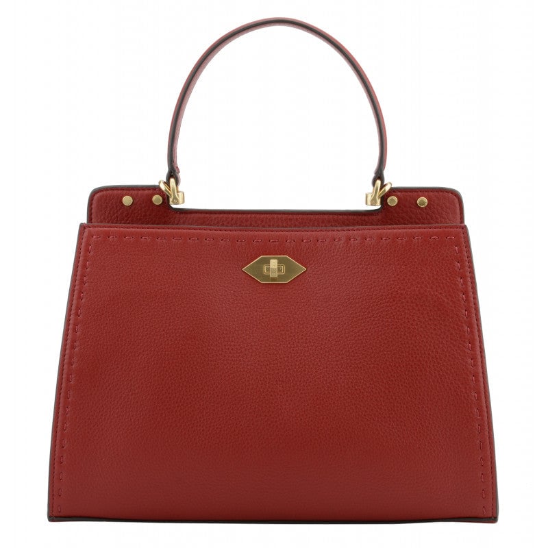 Handbag - cowhide leather POURCHET Red