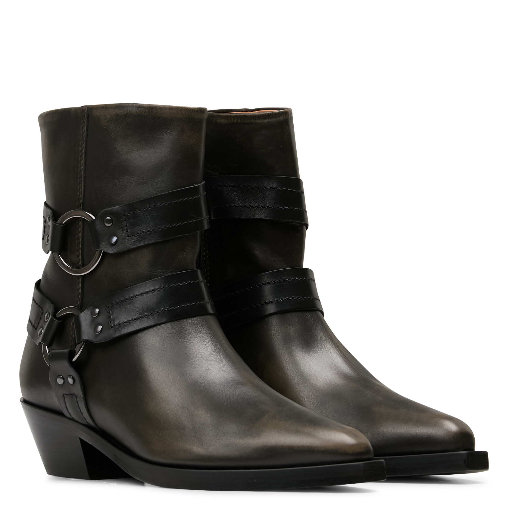 Bianca leather ankle boots ACOTE Black