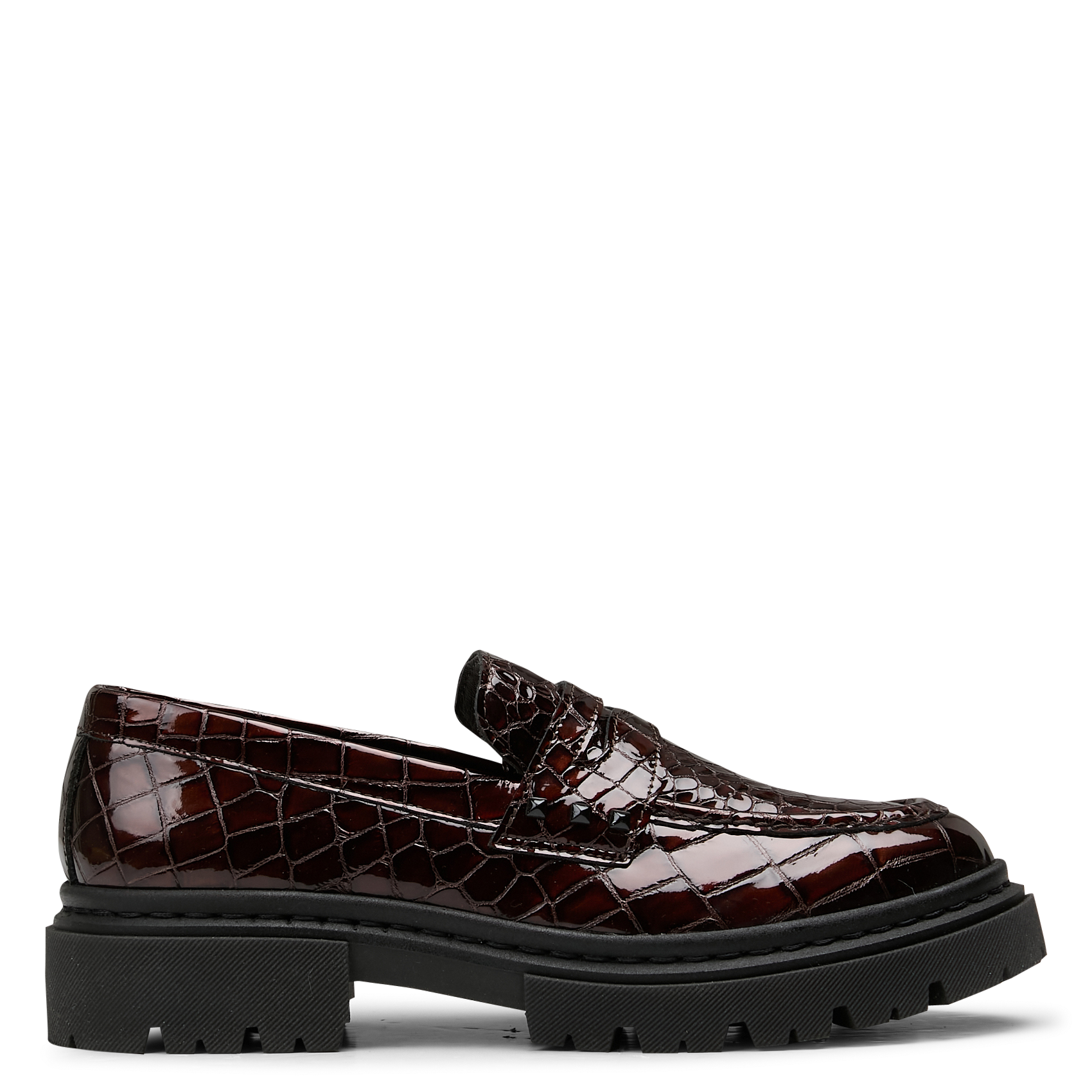 Mocassins en cuir embossé croco ONE STEP Marron