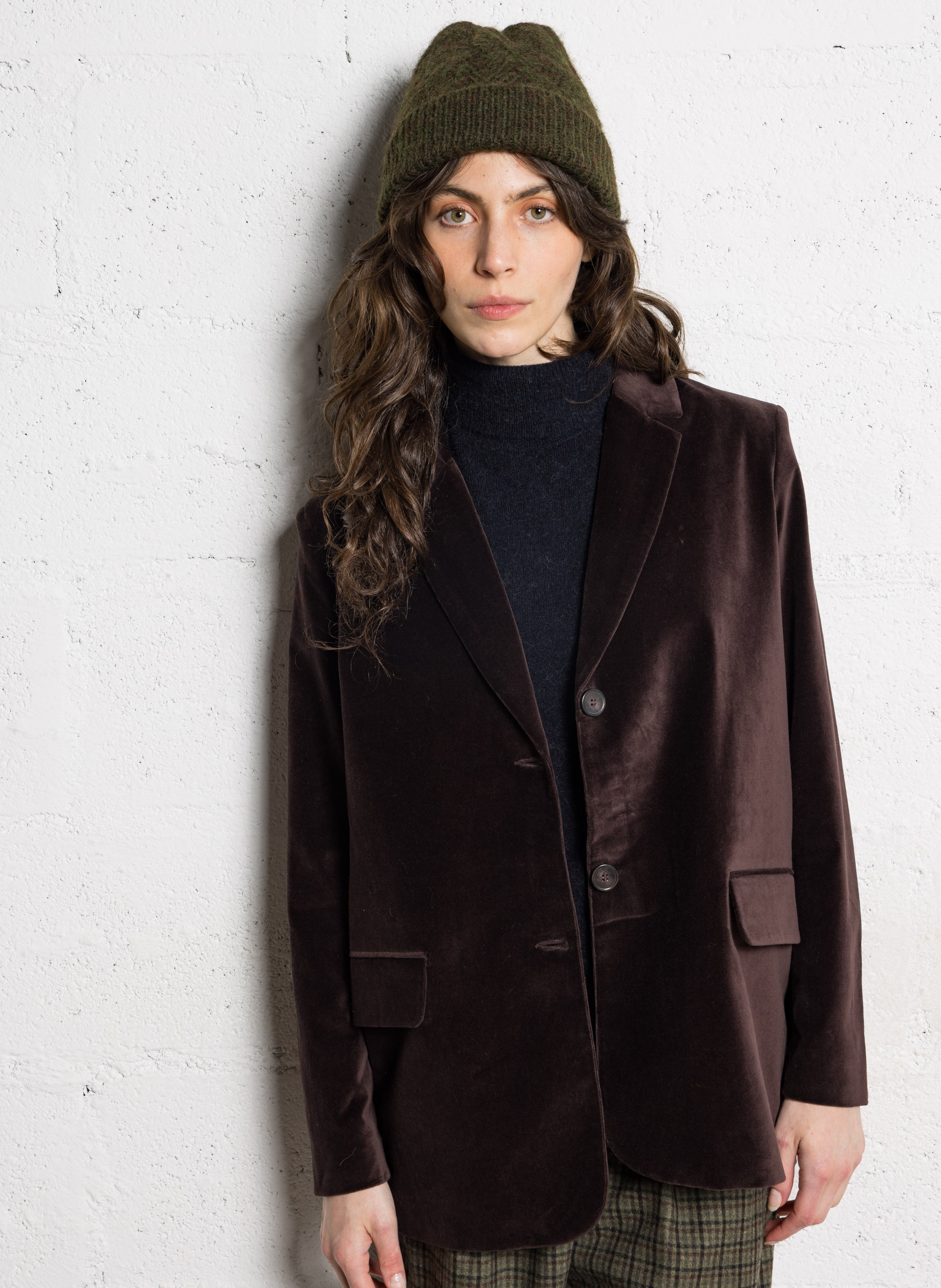 Taillierter Baumwoll-Blazer DES PETITS HAUTS Braun