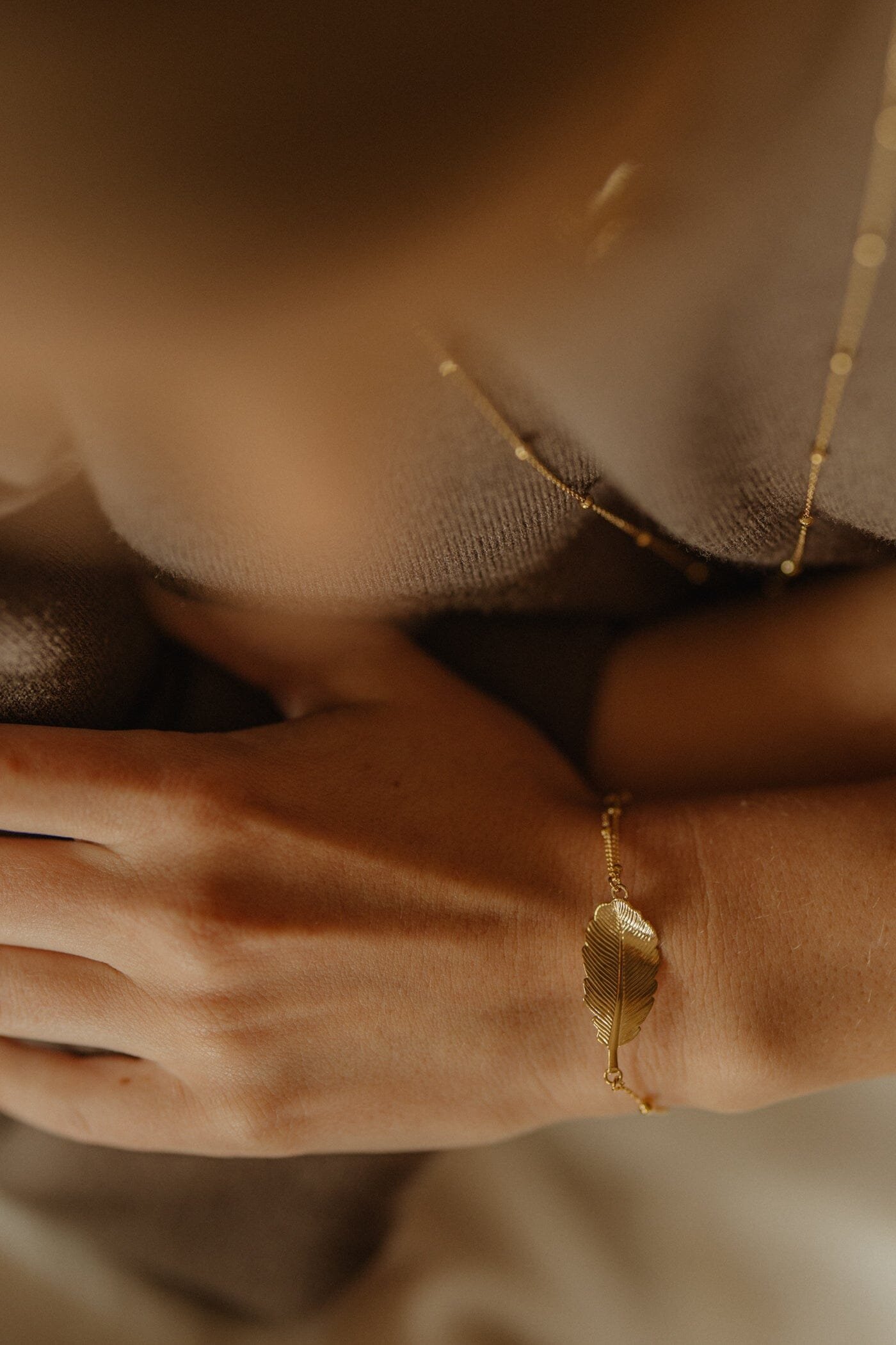 Gold-plated leaf bracelet MONSIEUR SIMONE Golden