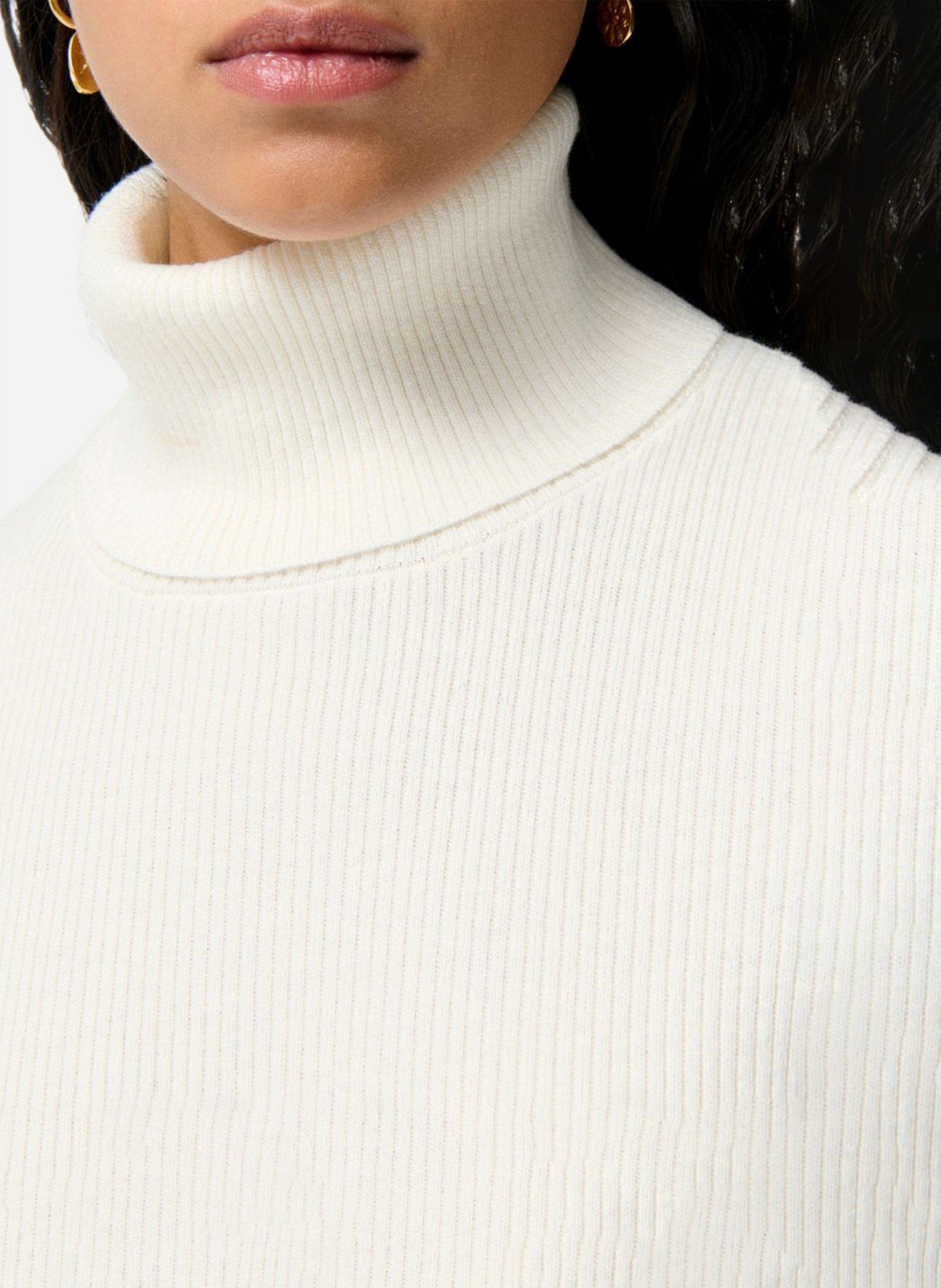 Straight turtleneck sweater in cotton and wool VANESSA BRUNO Beige
