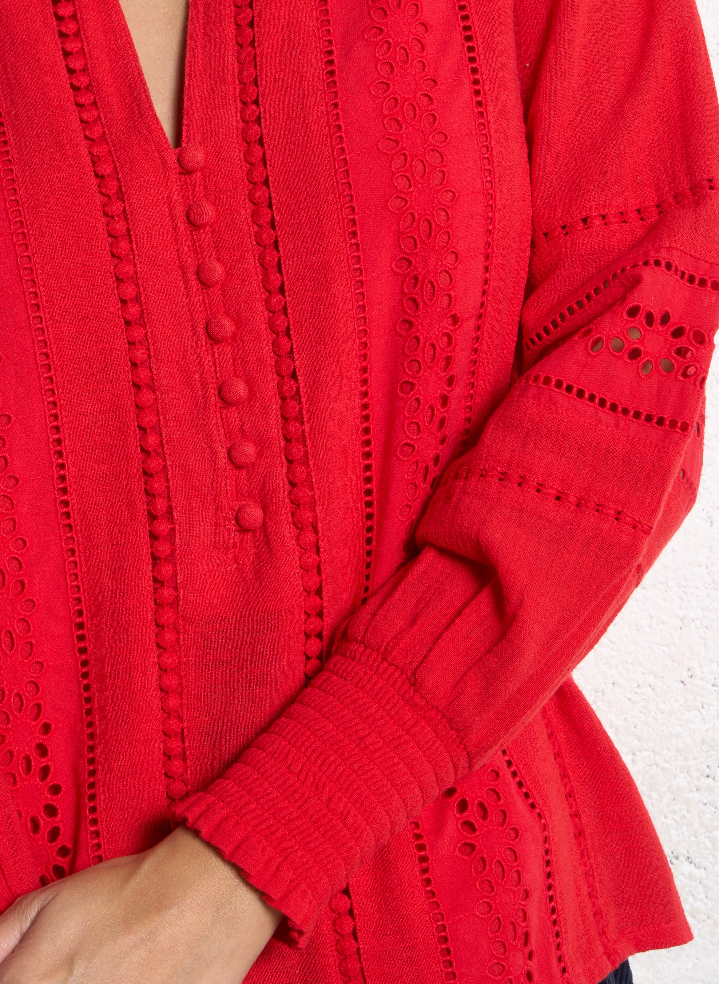 V-neck cotton blouse MAISON 123 Red