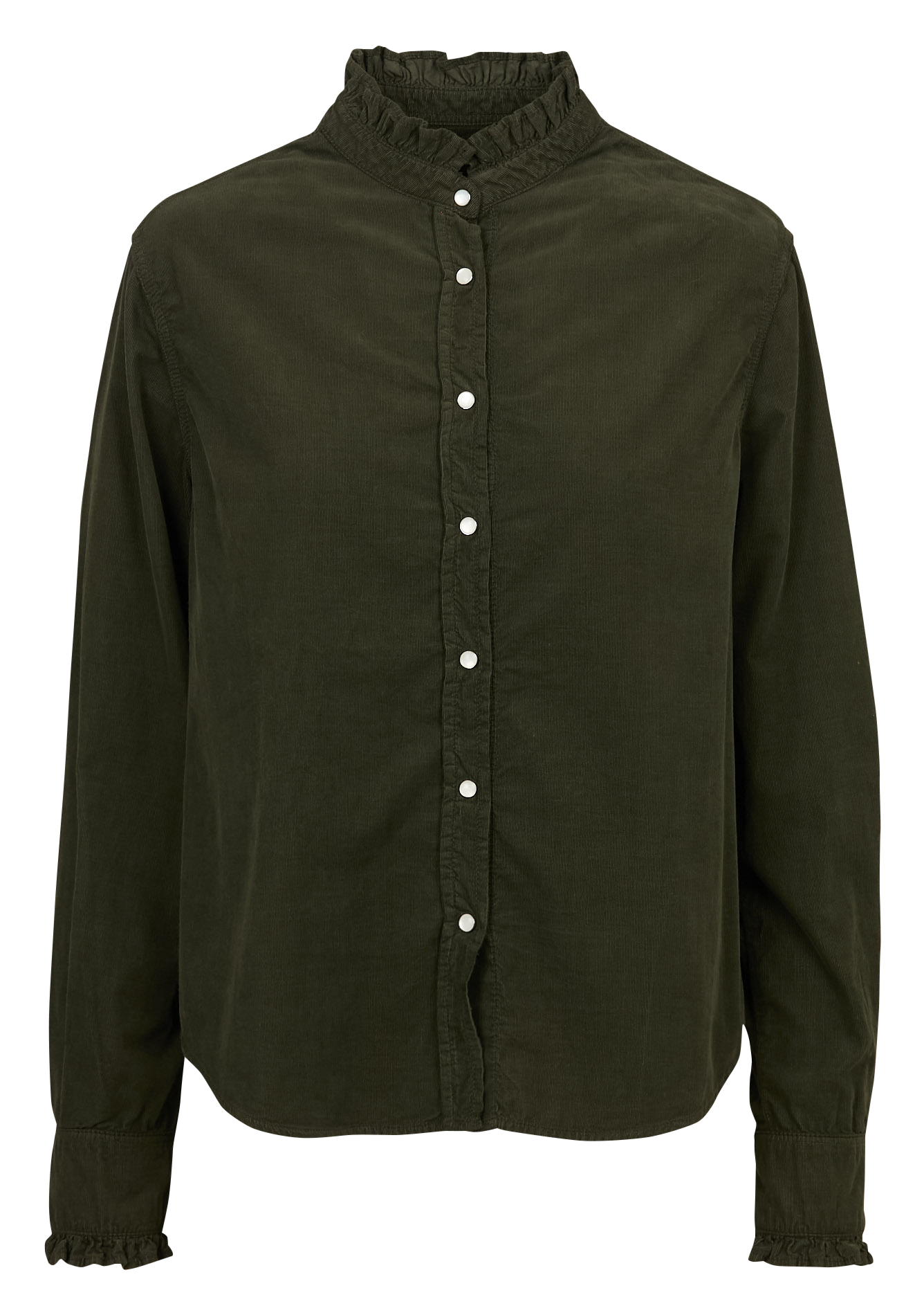 Blouse van katoenen corduroy met Victoriaanse kraag ACQUAVERDE Groen