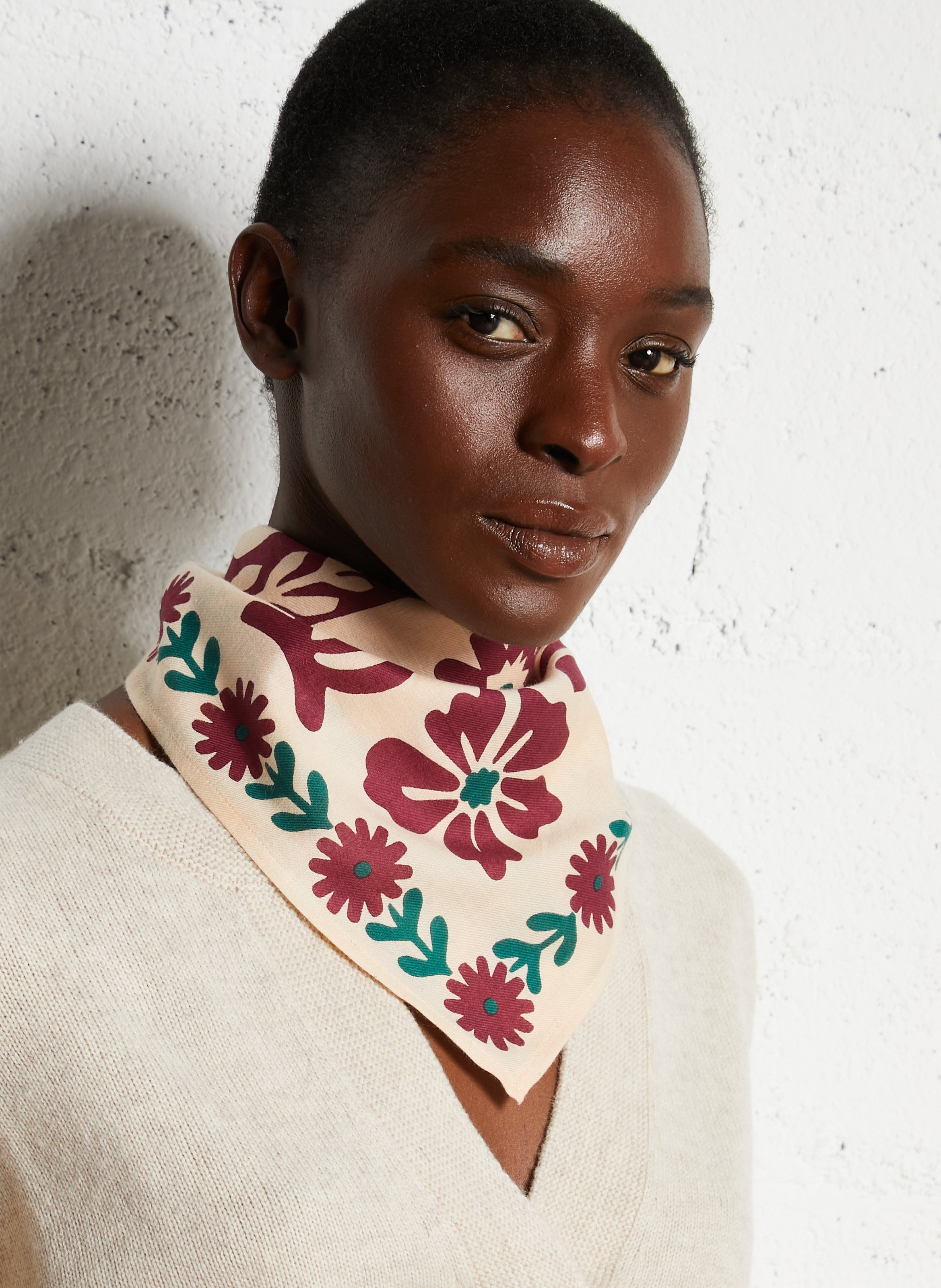 Cotton scarf APACHES COLLECTIONS Beige