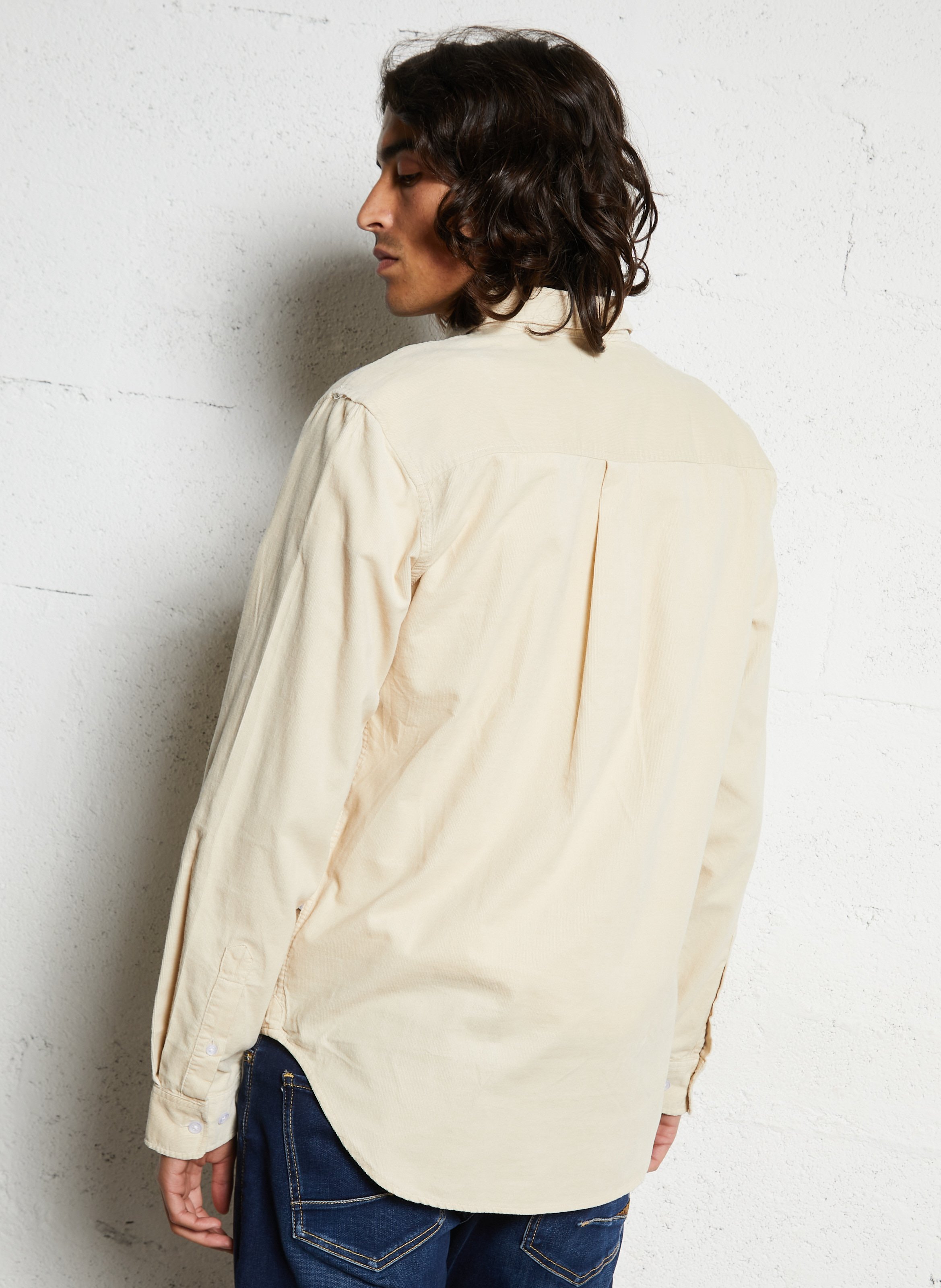 Straight-cut organic cotton shirt with classic collar MINIMUM Beige