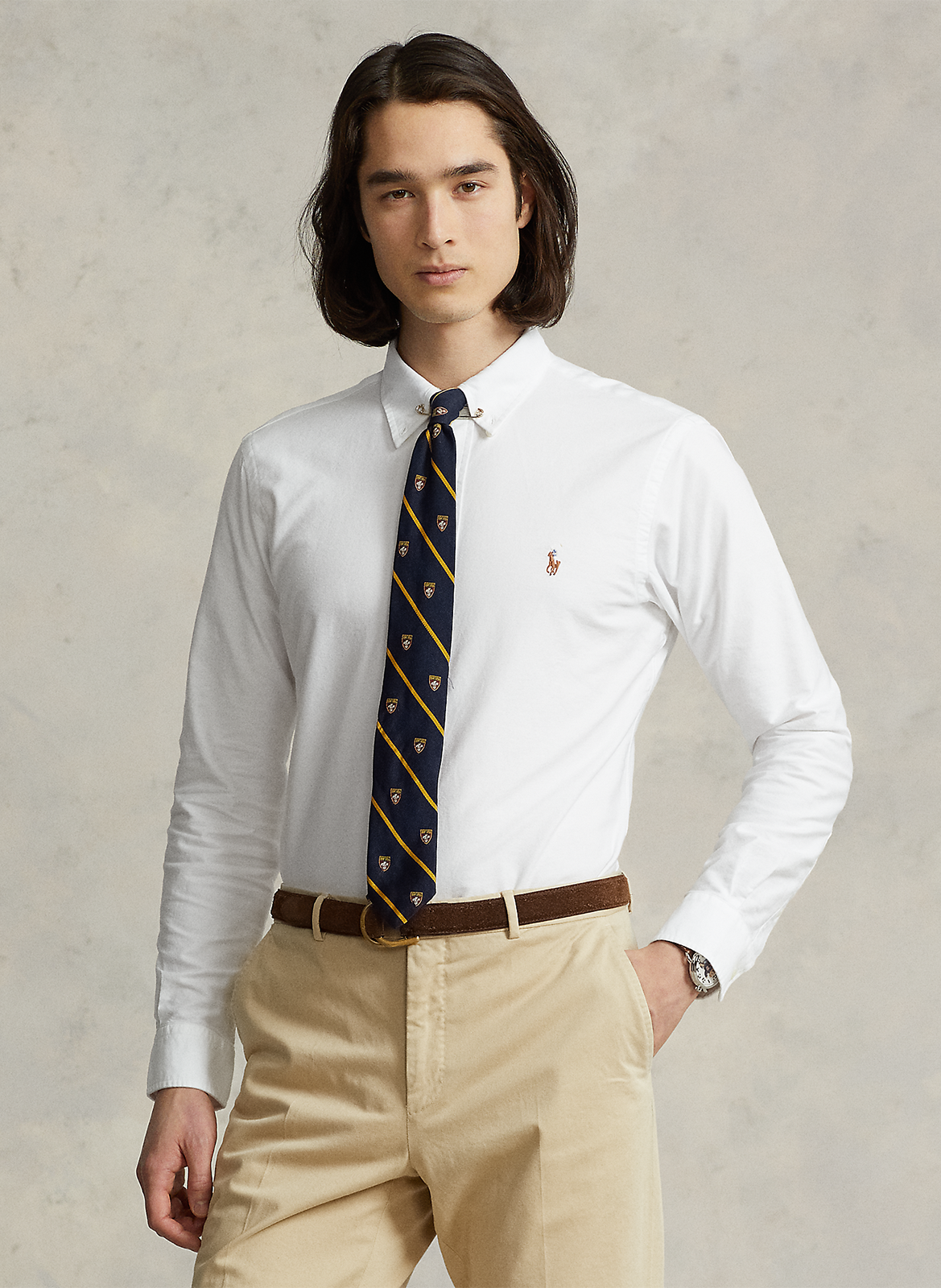 Baumwollhemd mit Button-down-Kragen, Regular Fit POLO RALPH LAUREN Weiss