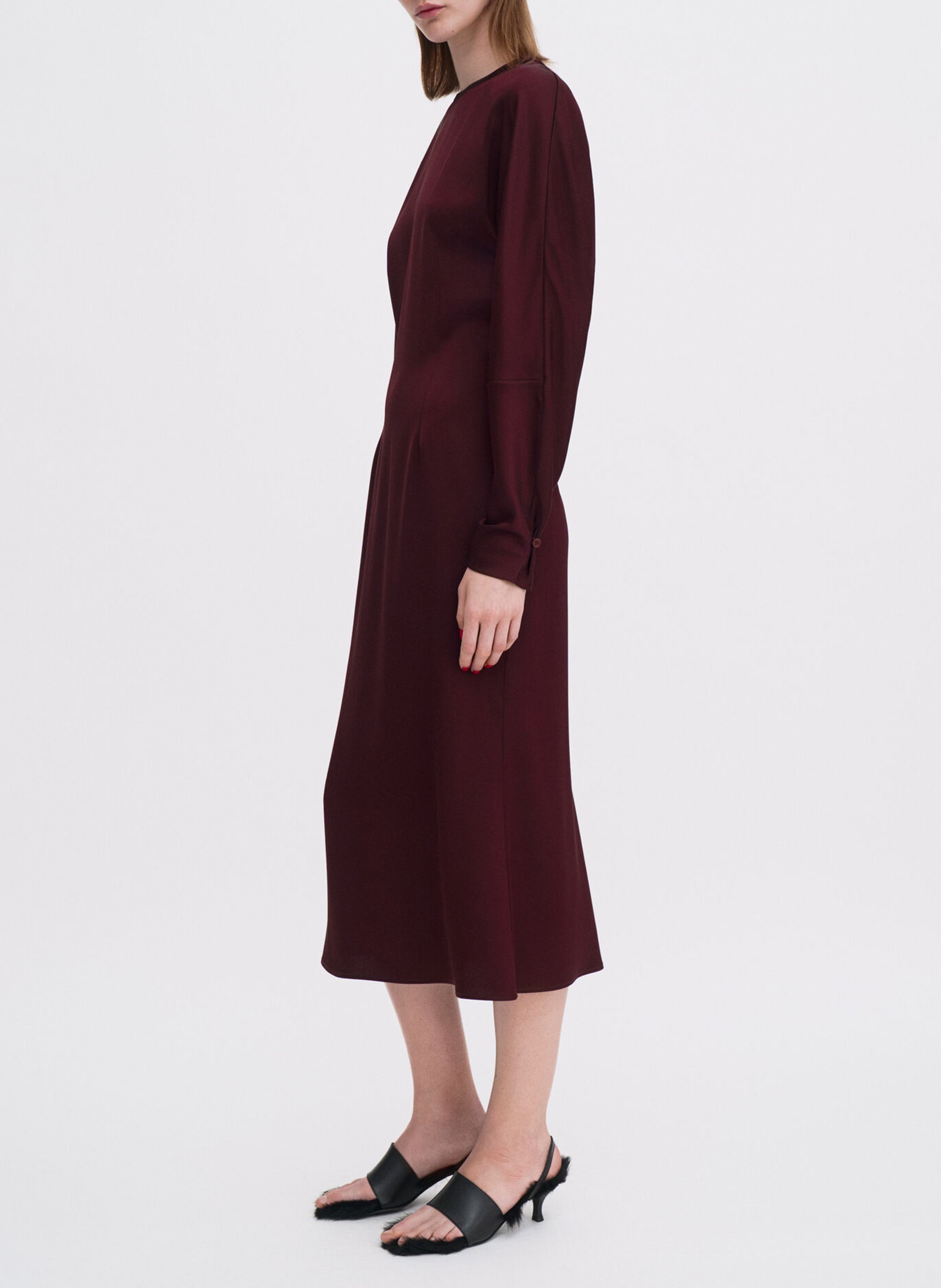 Robe droite midi dos ouvert unie FILIPPA K Rouge