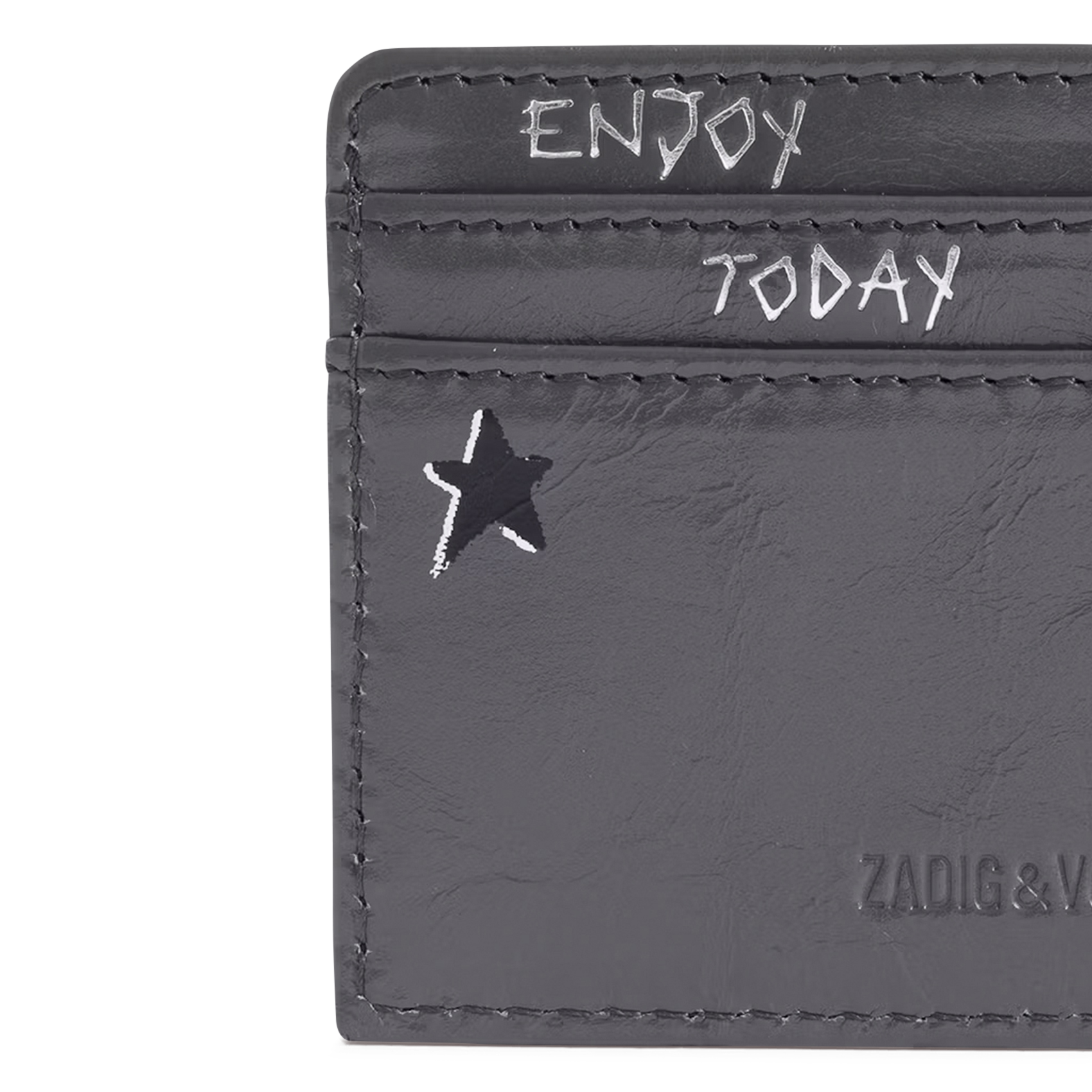 Porte-cartes en cuir imprimé ZADIG&VOLTAIRE Gris