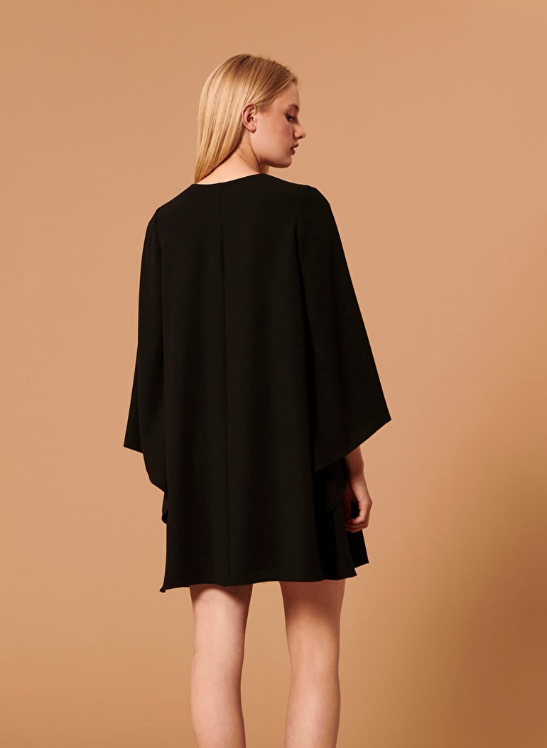 Robe courte col rond en crêpe TARA JARMON Noir