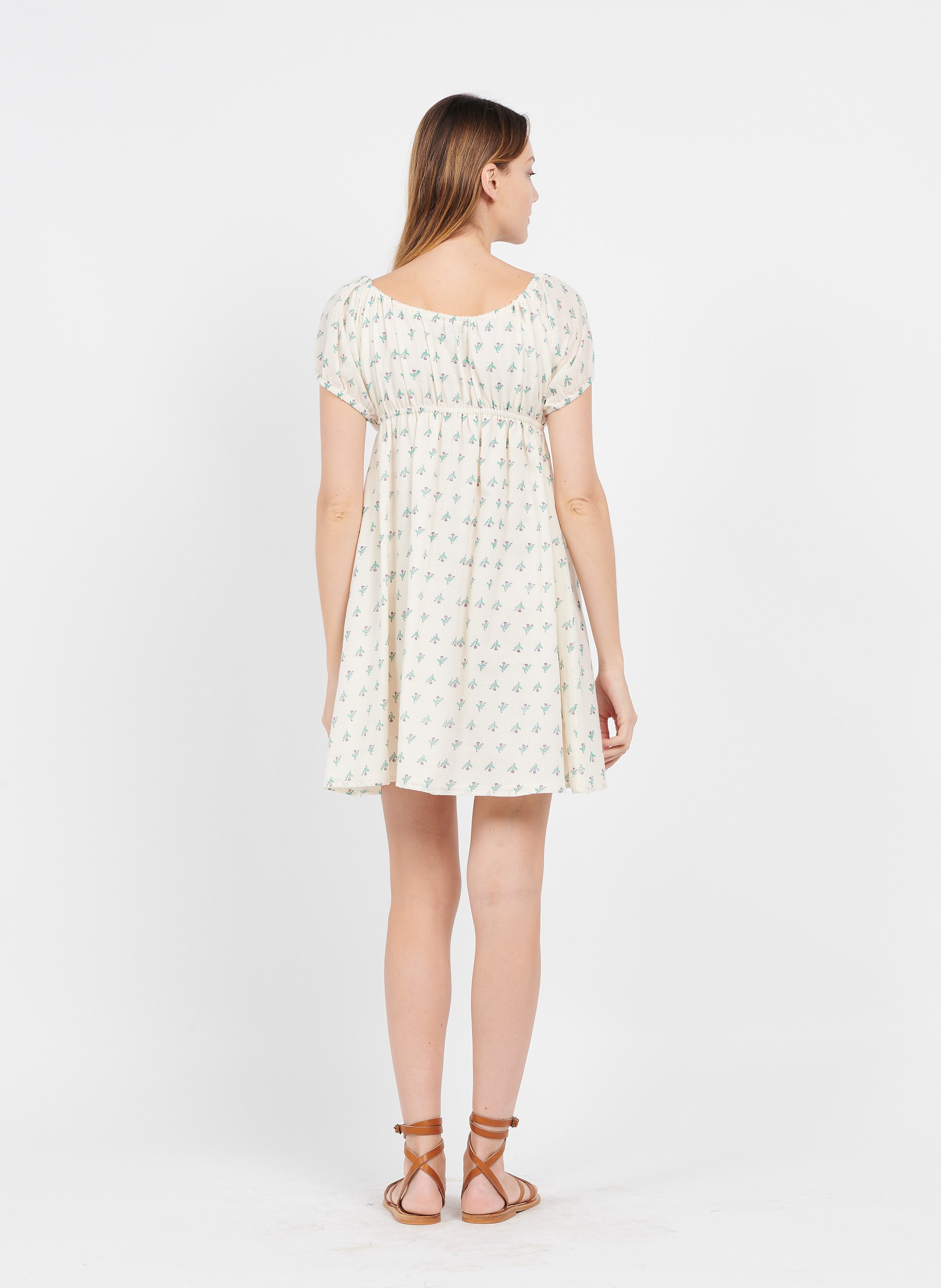 Short printed cotton dress EMILE ET IDA Beige