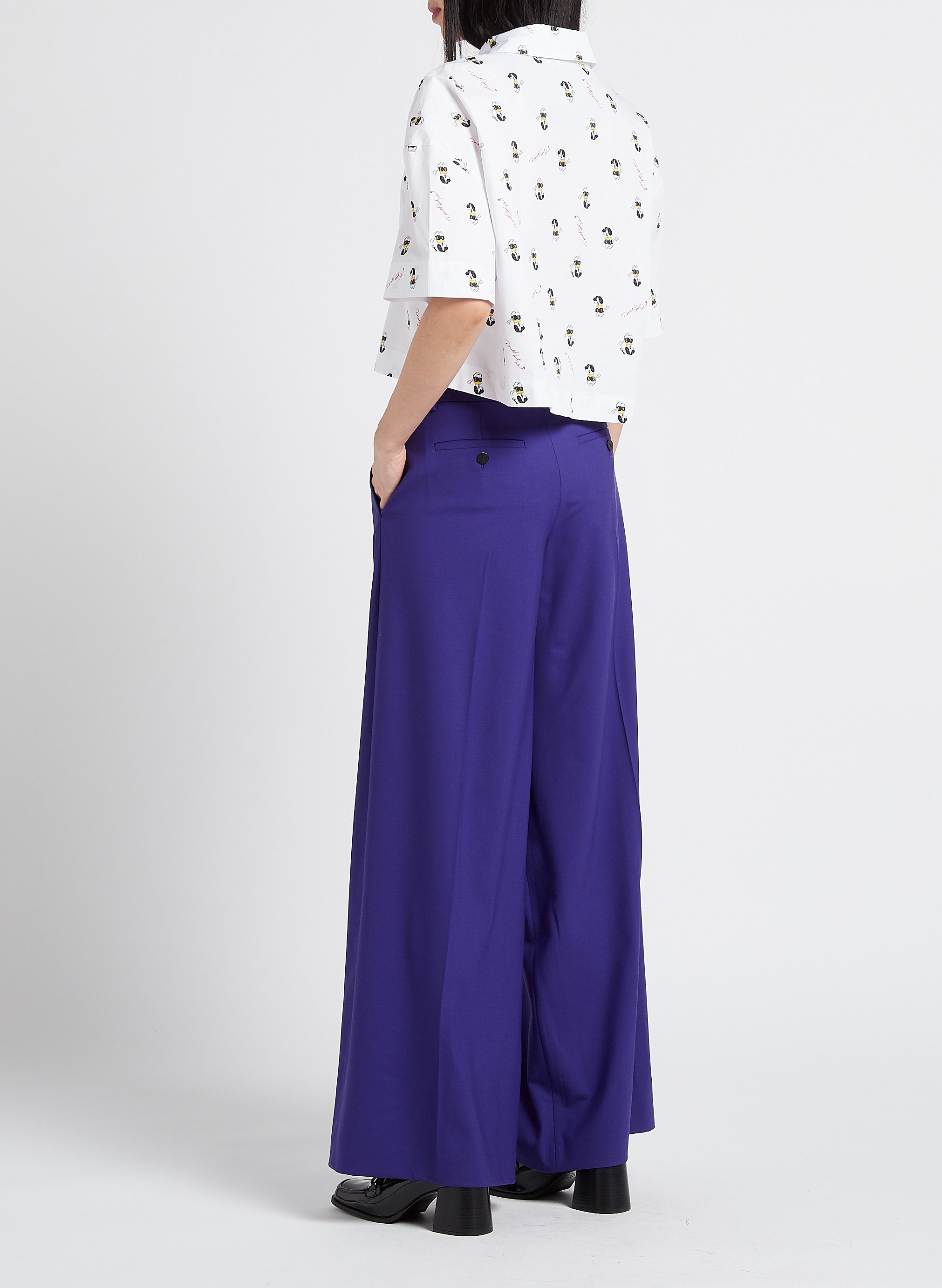 Kurze Bluse aus bedruckter Bio-Baumwolle KARL LAGERFELD Weiss