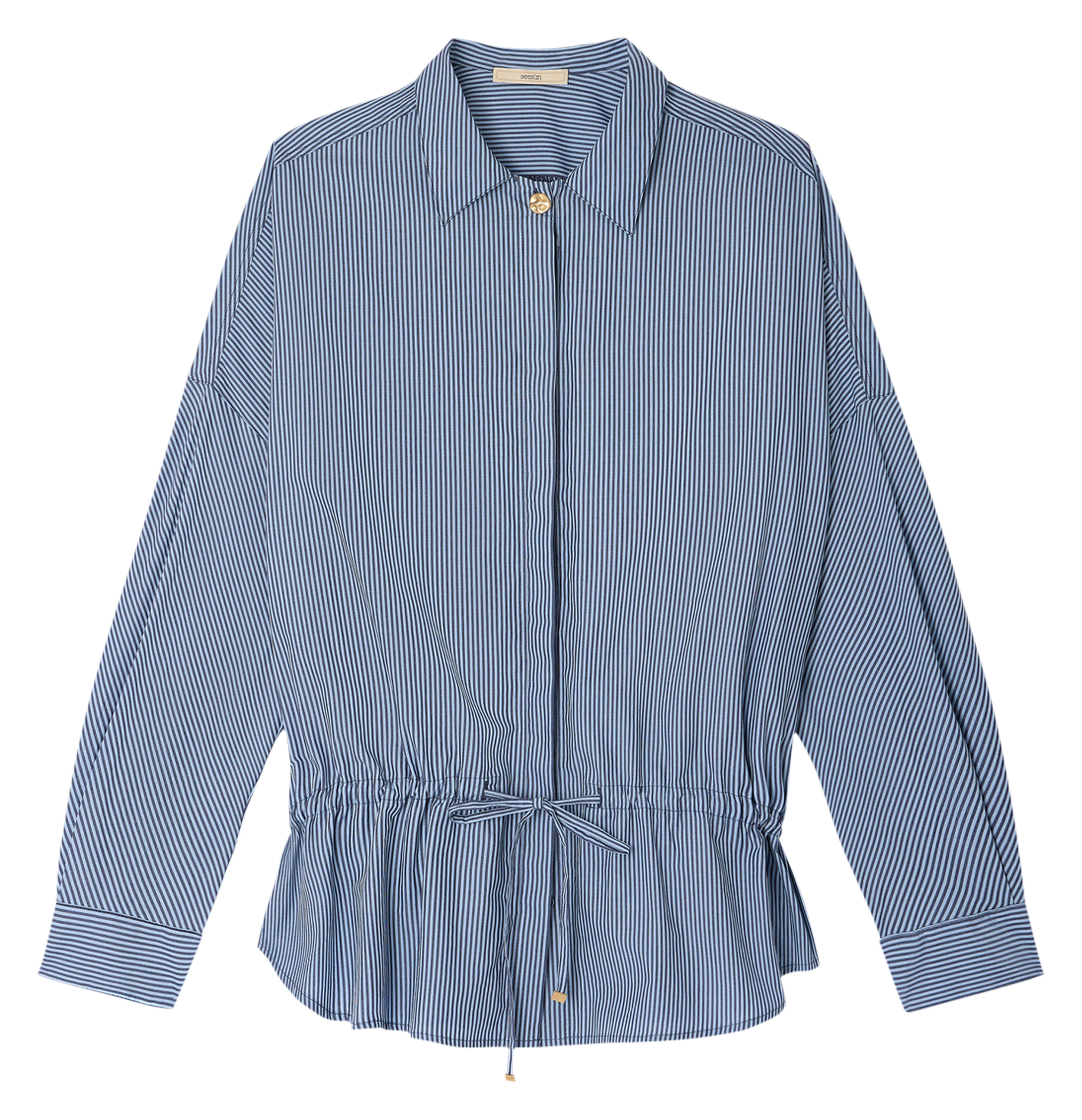 Chemise col classique manches contrastantes en coton SESSUN Blue