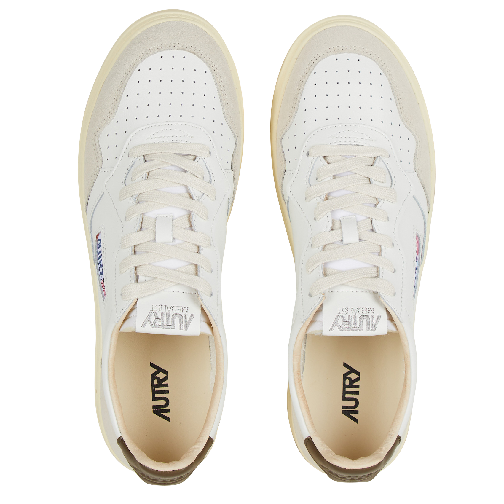 Baskets basses en cuir mélangé AUTRY Marron