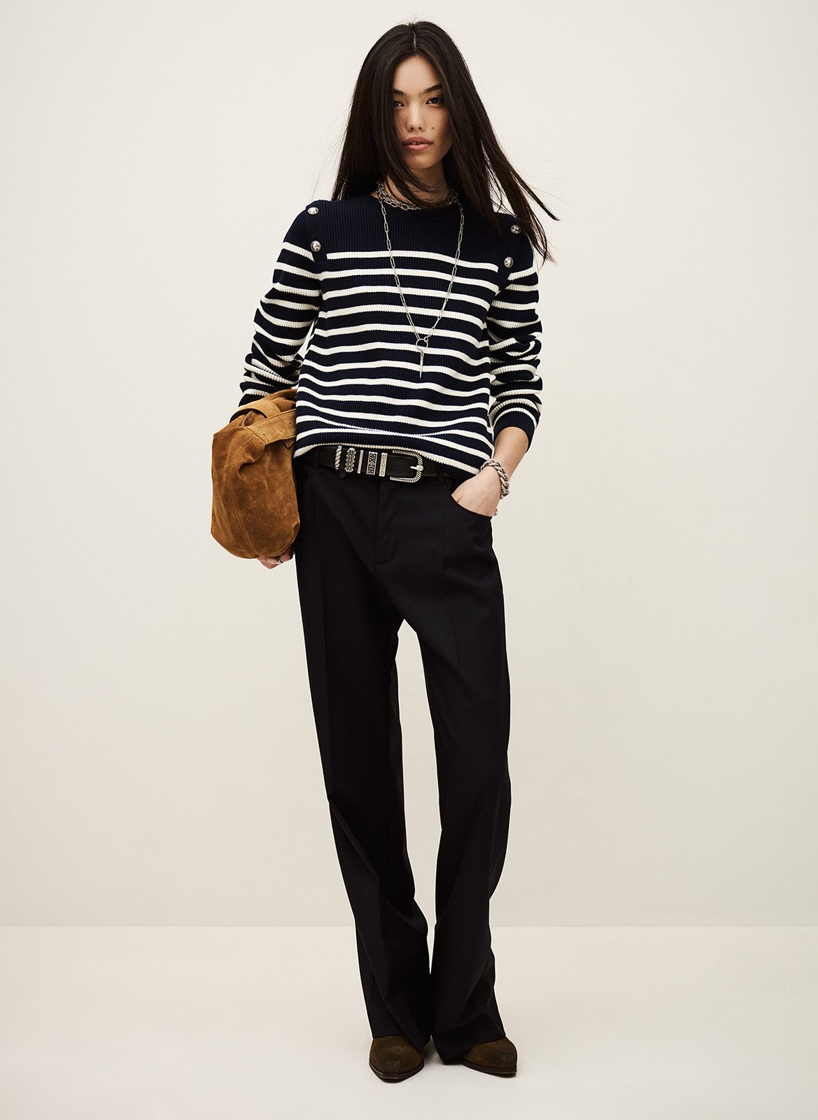 Straight wool trousers BA&SH Blue