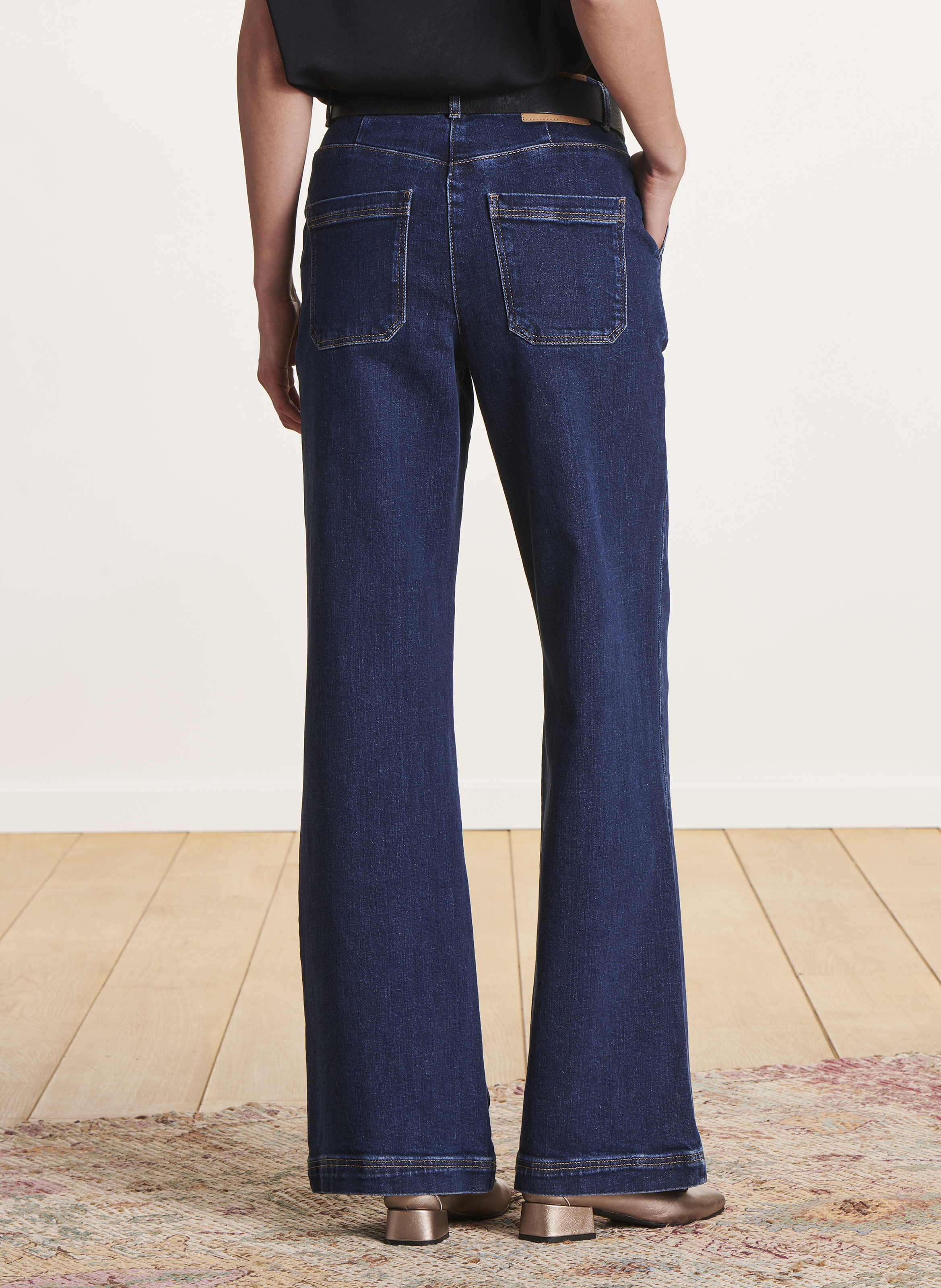 Jean large taille haute en coton bio mélangé LA FEE MARABOUTEE Bleu