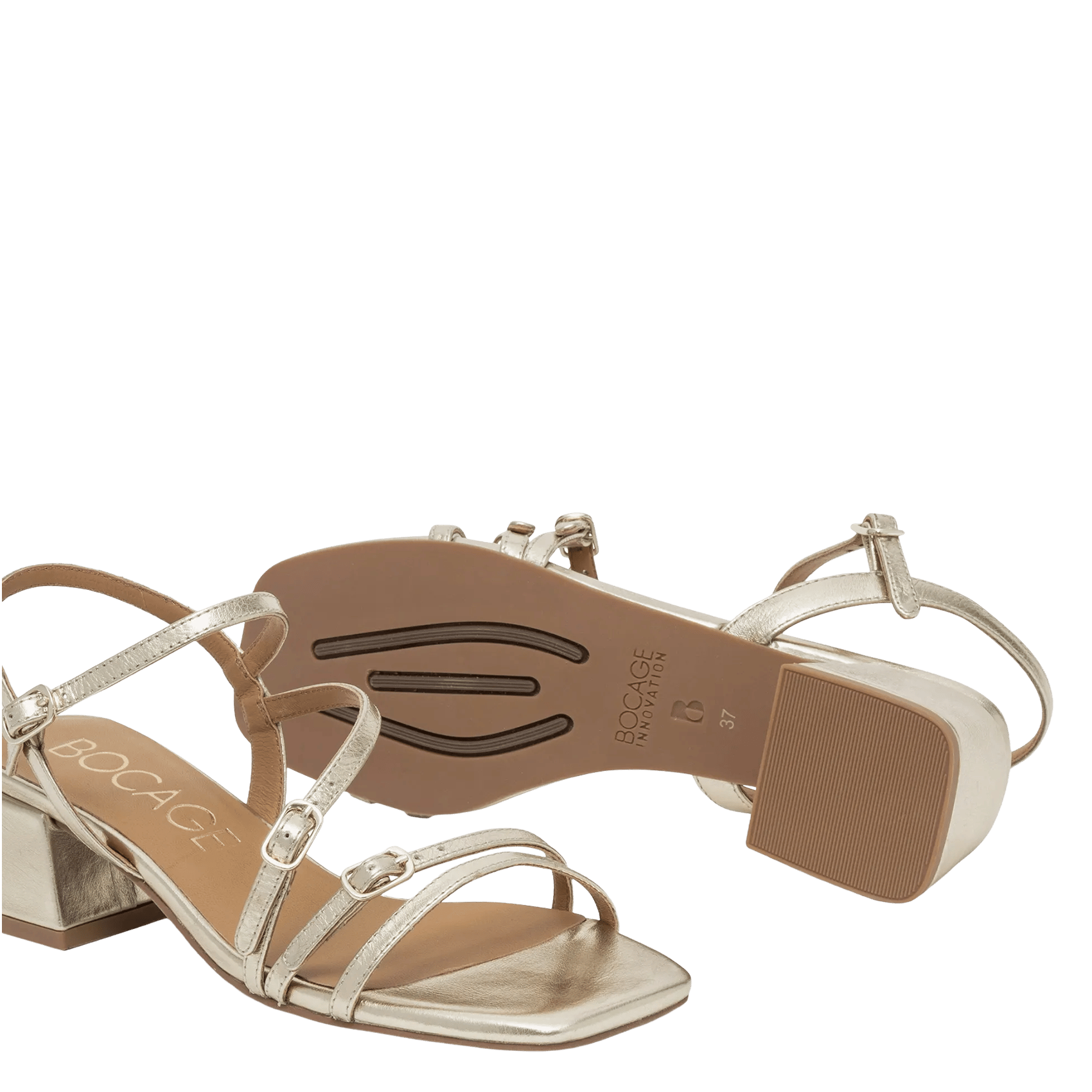 Alice heeled leather sandals BOCAGE Golden