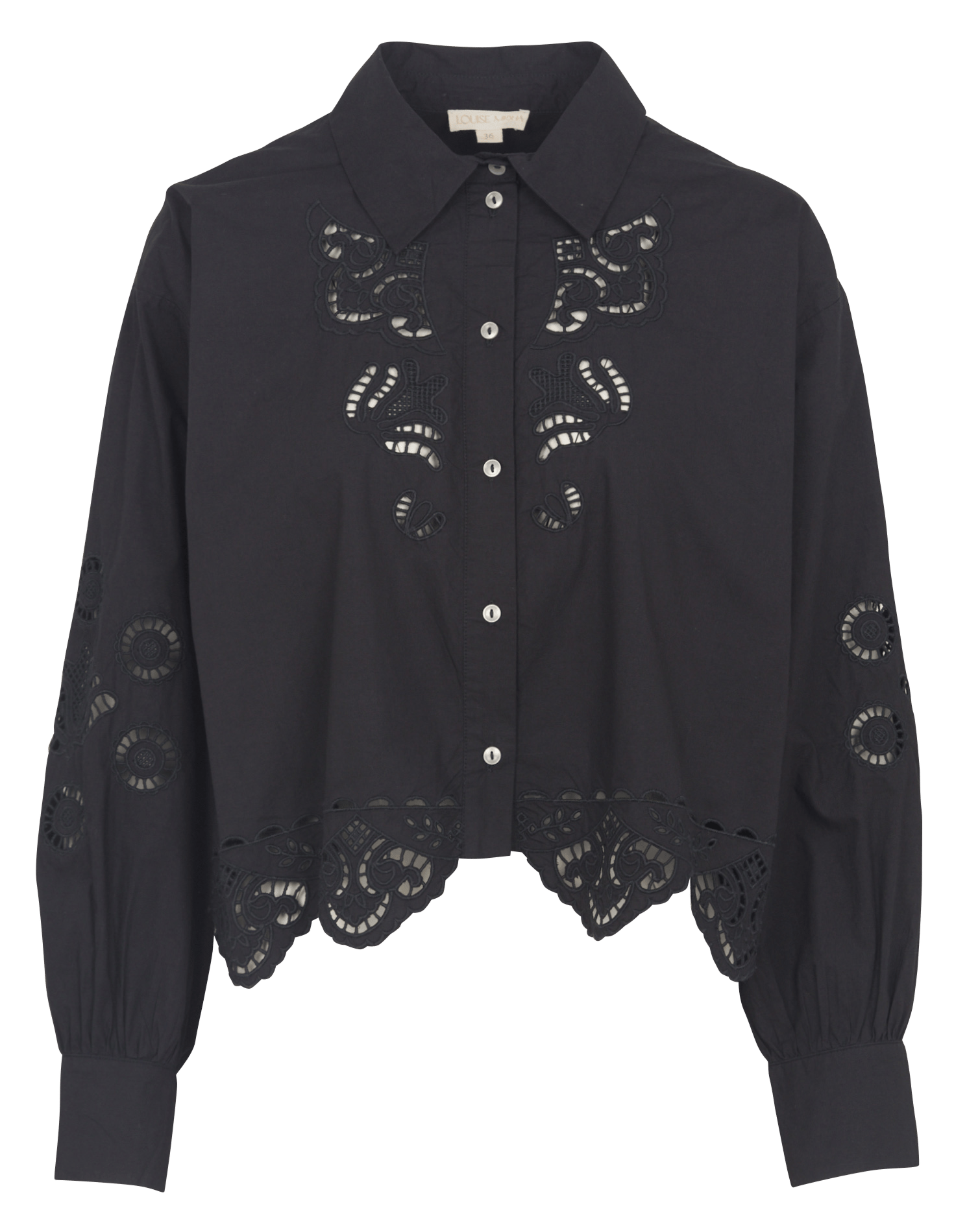 Gerade Hemdbluse mit Stickereien aus Bio-Baumwolle LOUISE MISHA Schwarz