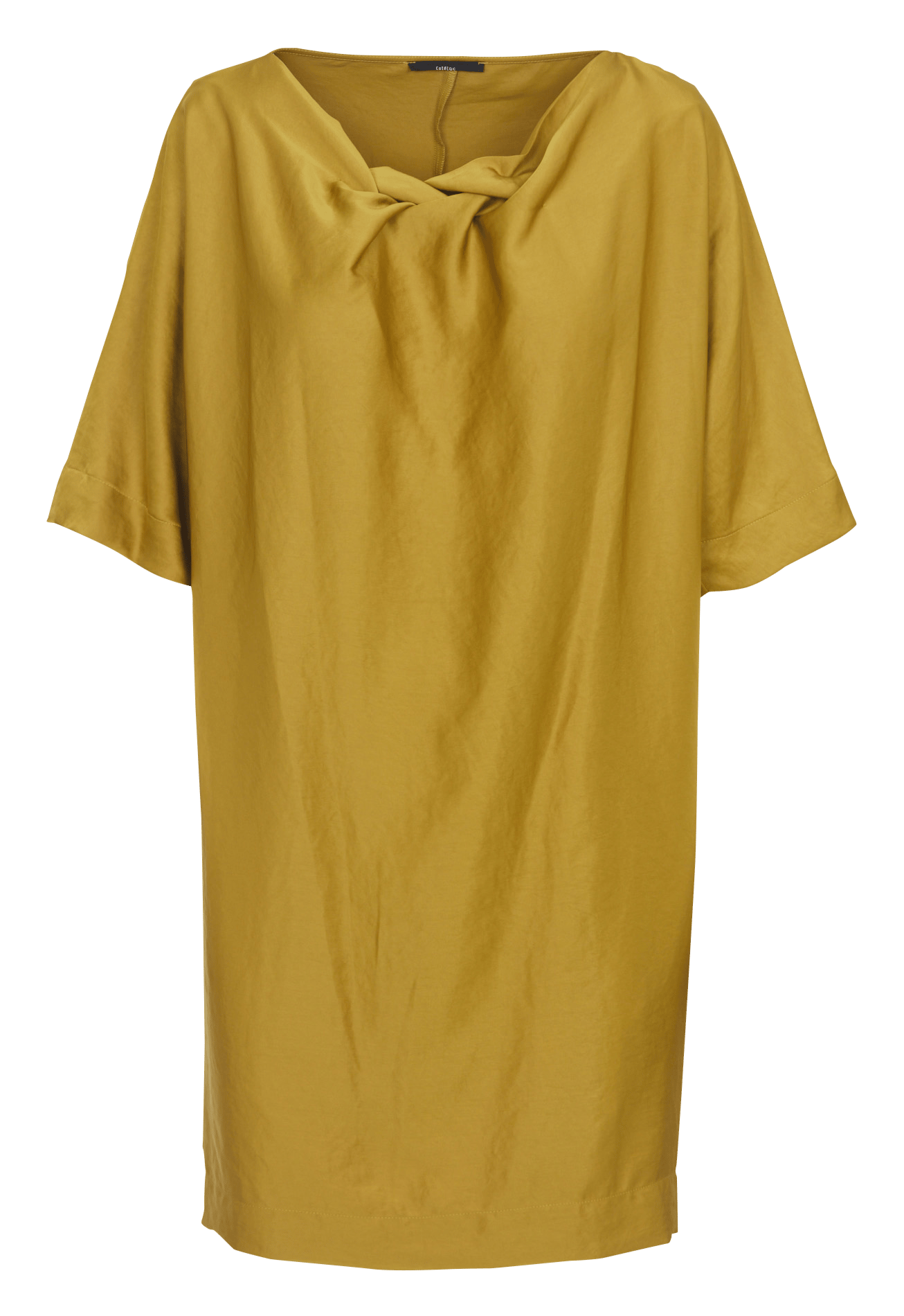 Jurk met satijnen kraag en asymmetrische halslijn COTELAC Geel