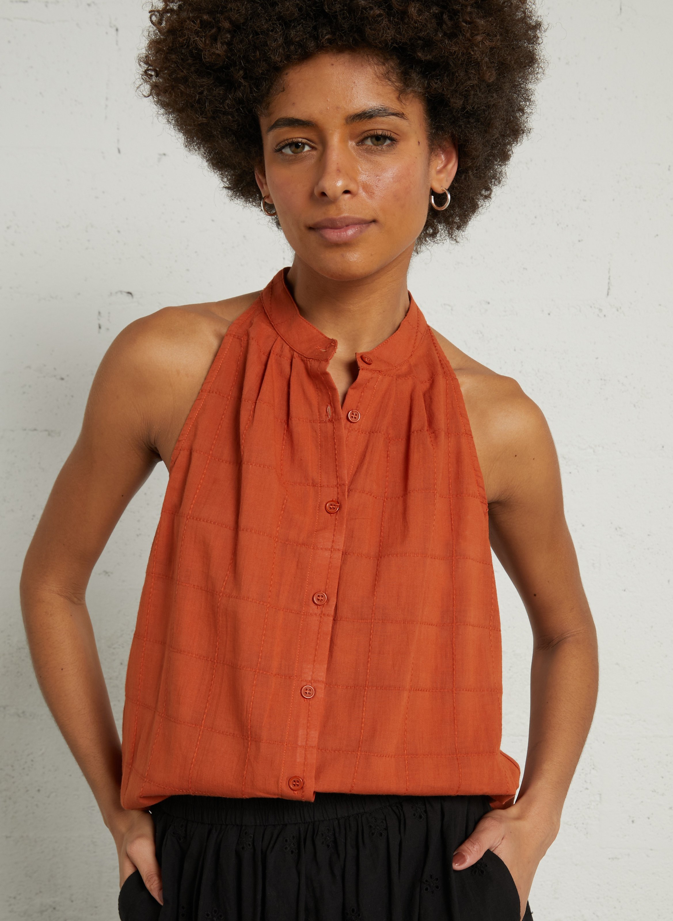 Top col rond en coton  SEE U SOON