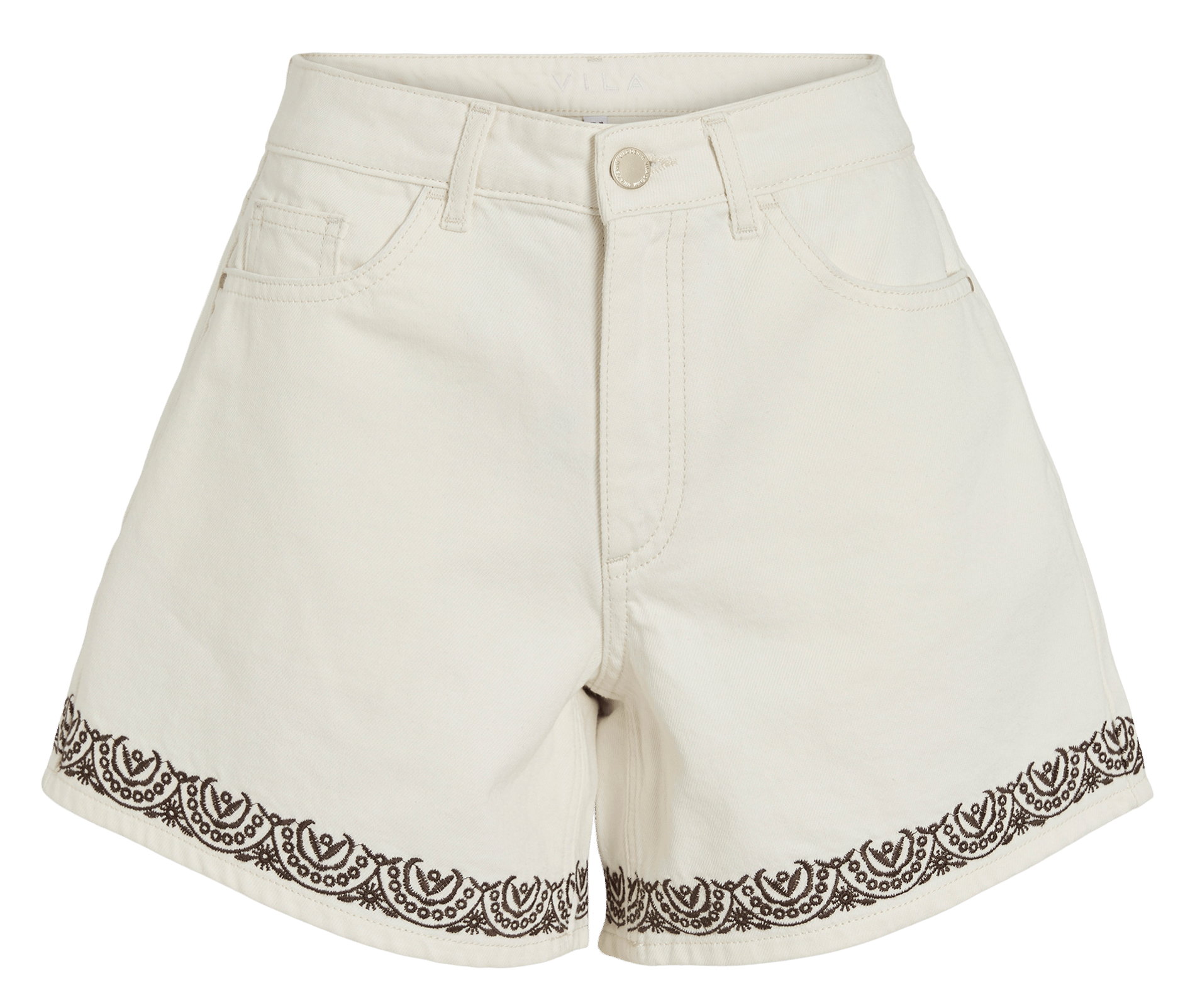 Wide-leg embroidered cotton shorts VILA Grey