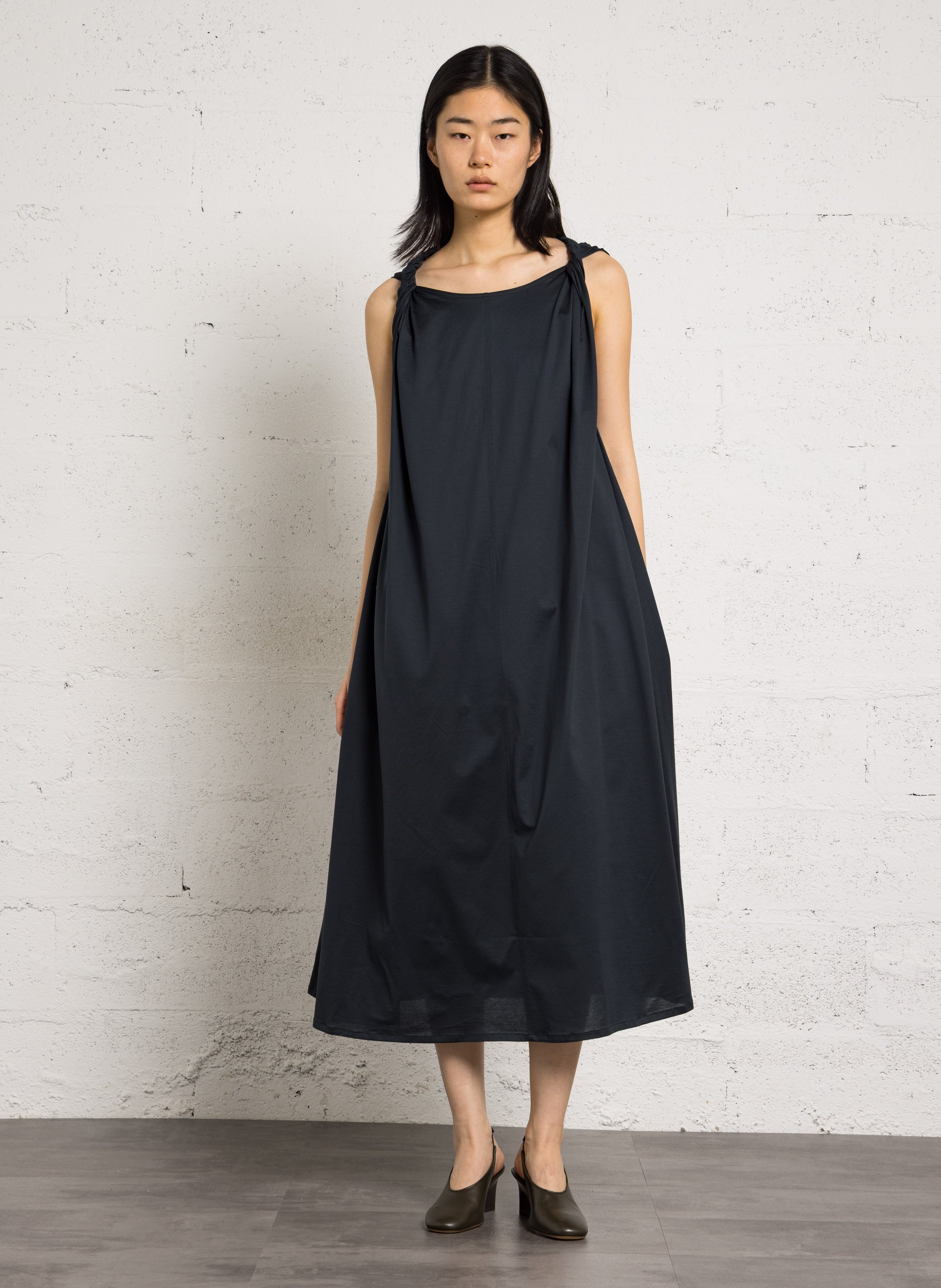 Robe longue col rond en coton bio SOEUR Bleu