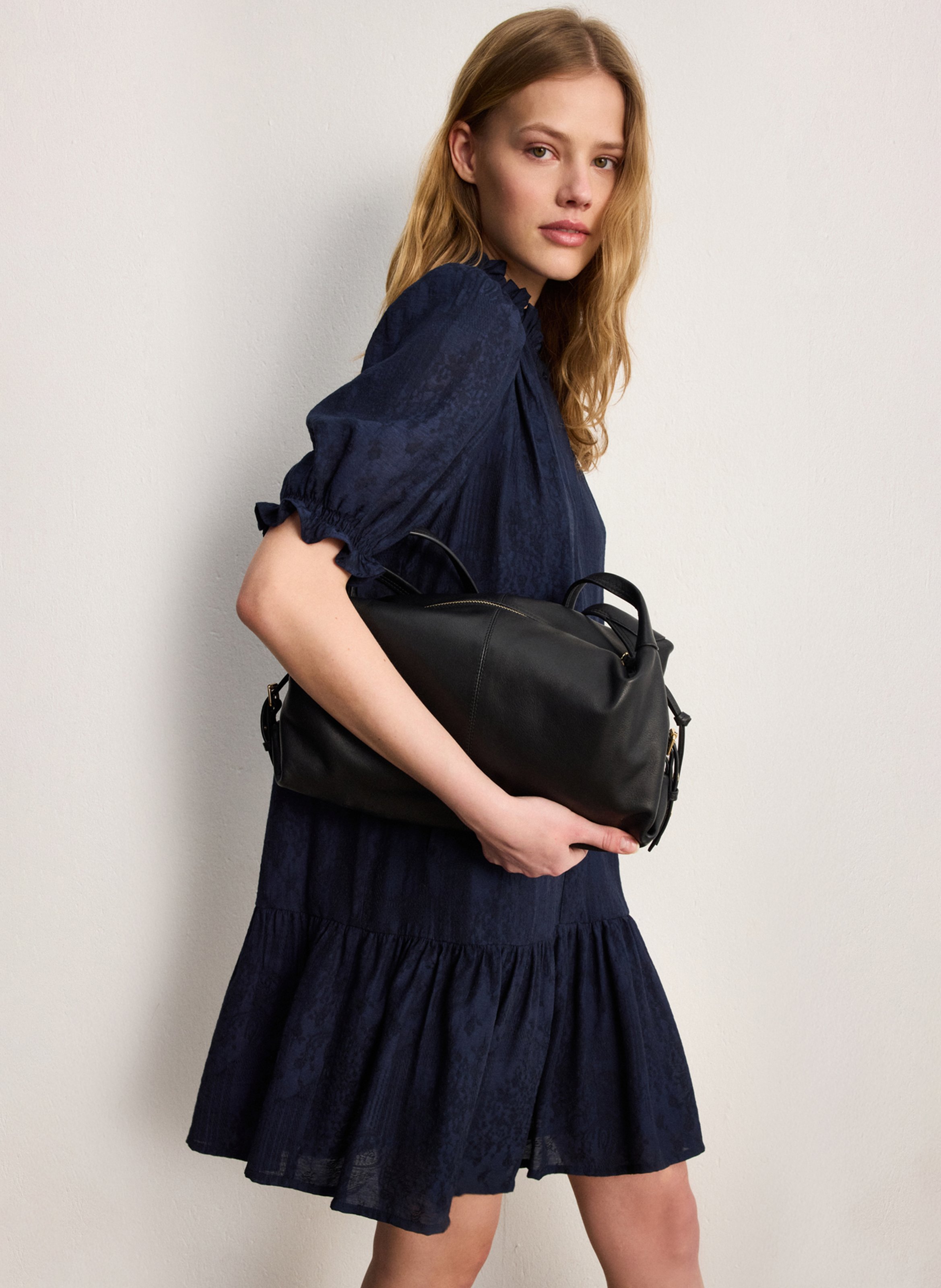 Robe courte col à volants PABLO Bleu