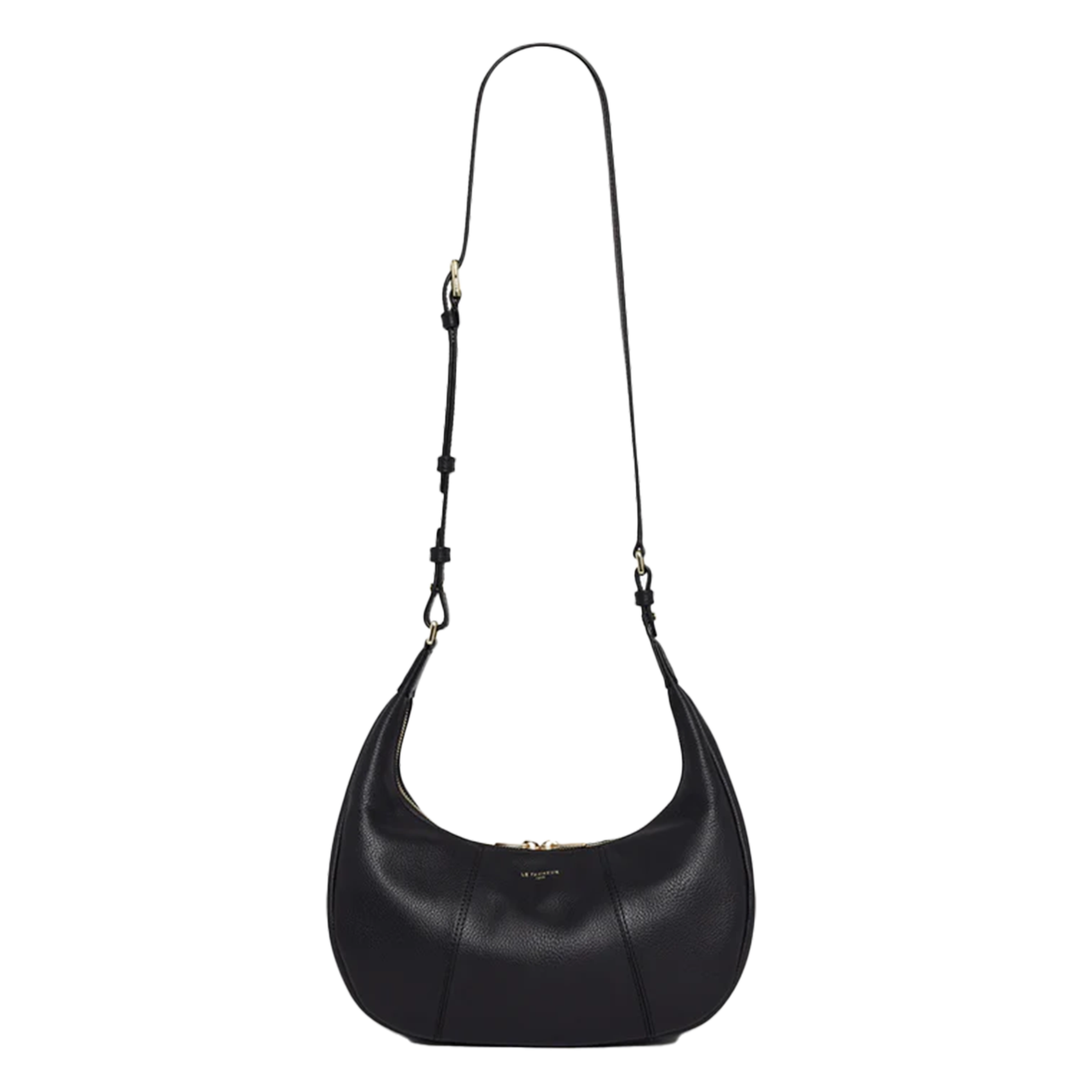 Petit sac hobo zippé en cuir grainé LE TANNEUR Noir
