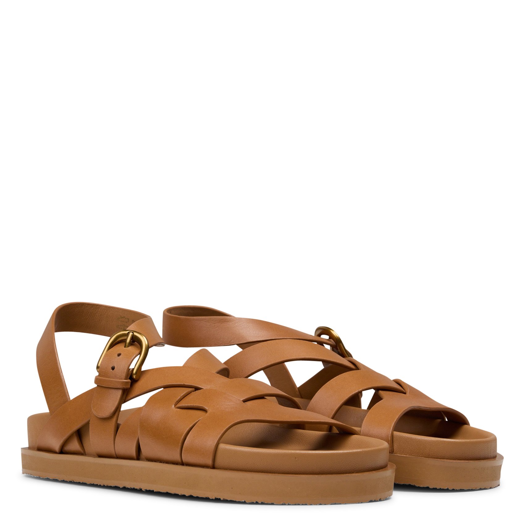 Flache Ledersandalen mit Riemchen COTELAC Braun