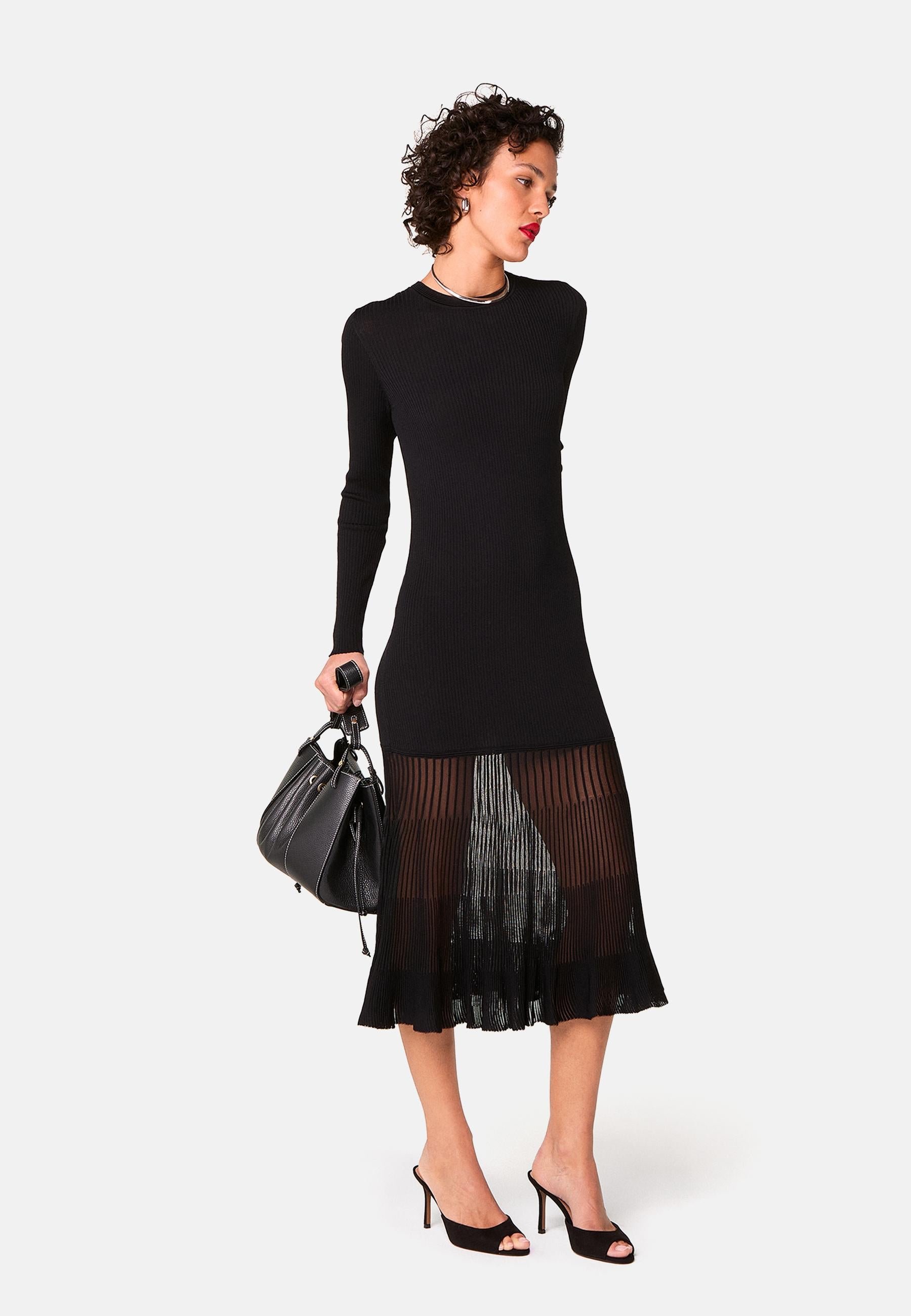 Long dual-fabric dress RODIER Black