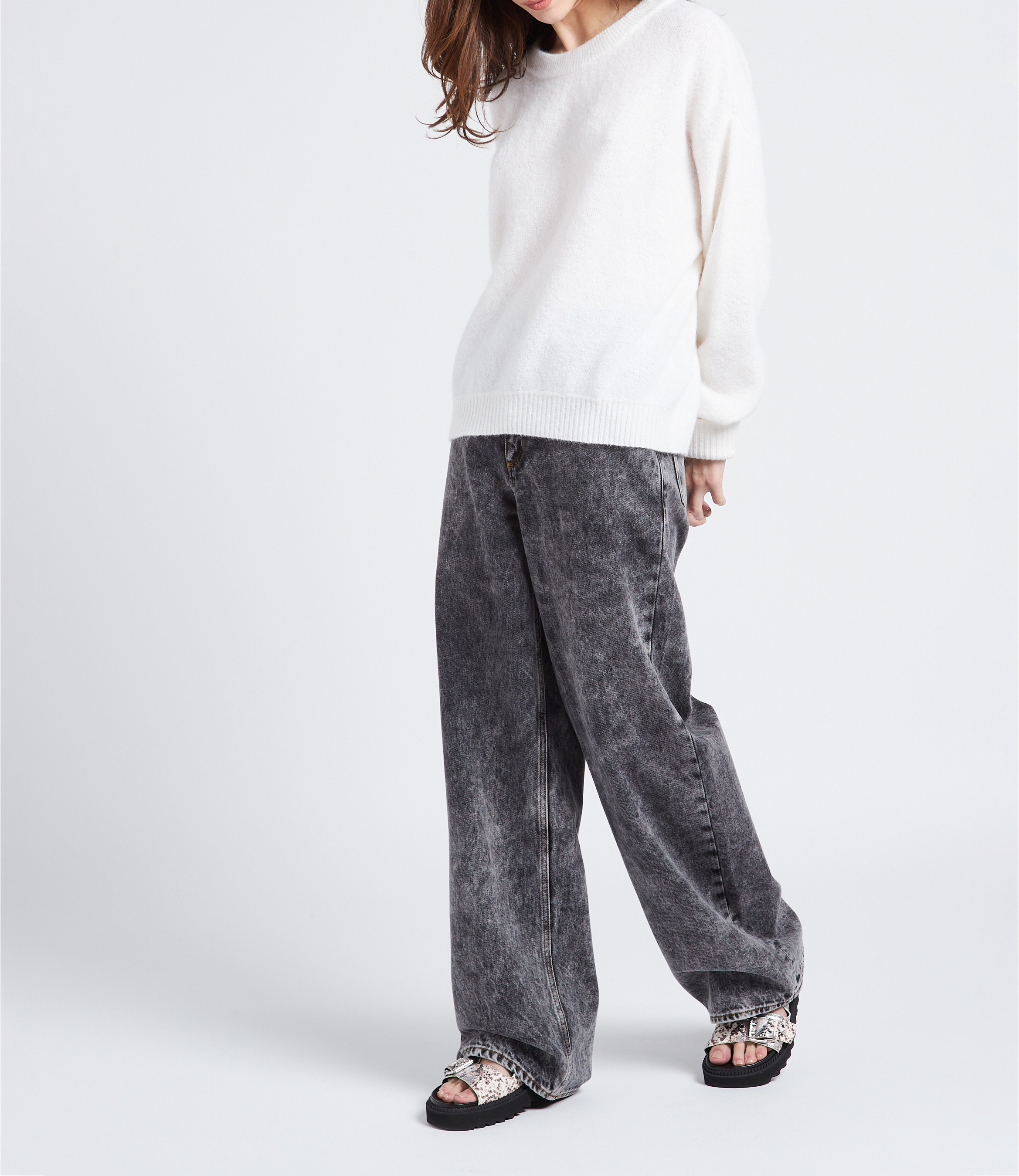 Loose-fit round-neck wool-blend jumper AMERICAN VINTAGE White