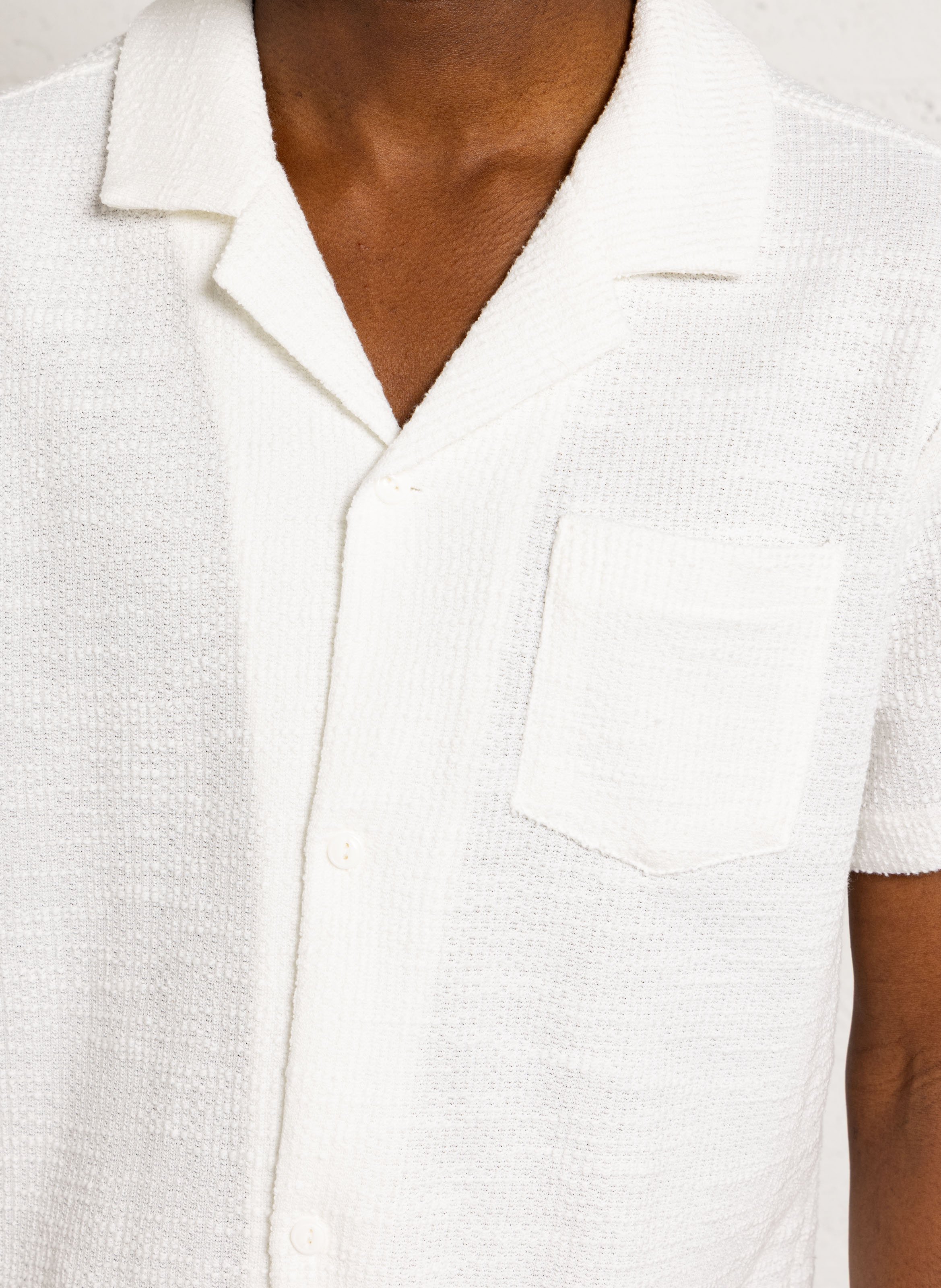 Chemise oversize col cubain en coton mélangé LE TEMPS DES CERISES Blanc