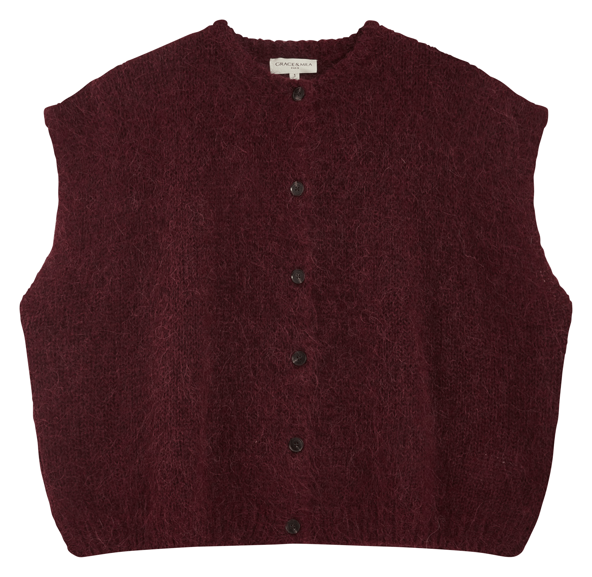 Vest van wol en kasjmier met ronde hals GRACE ET MILA Rood