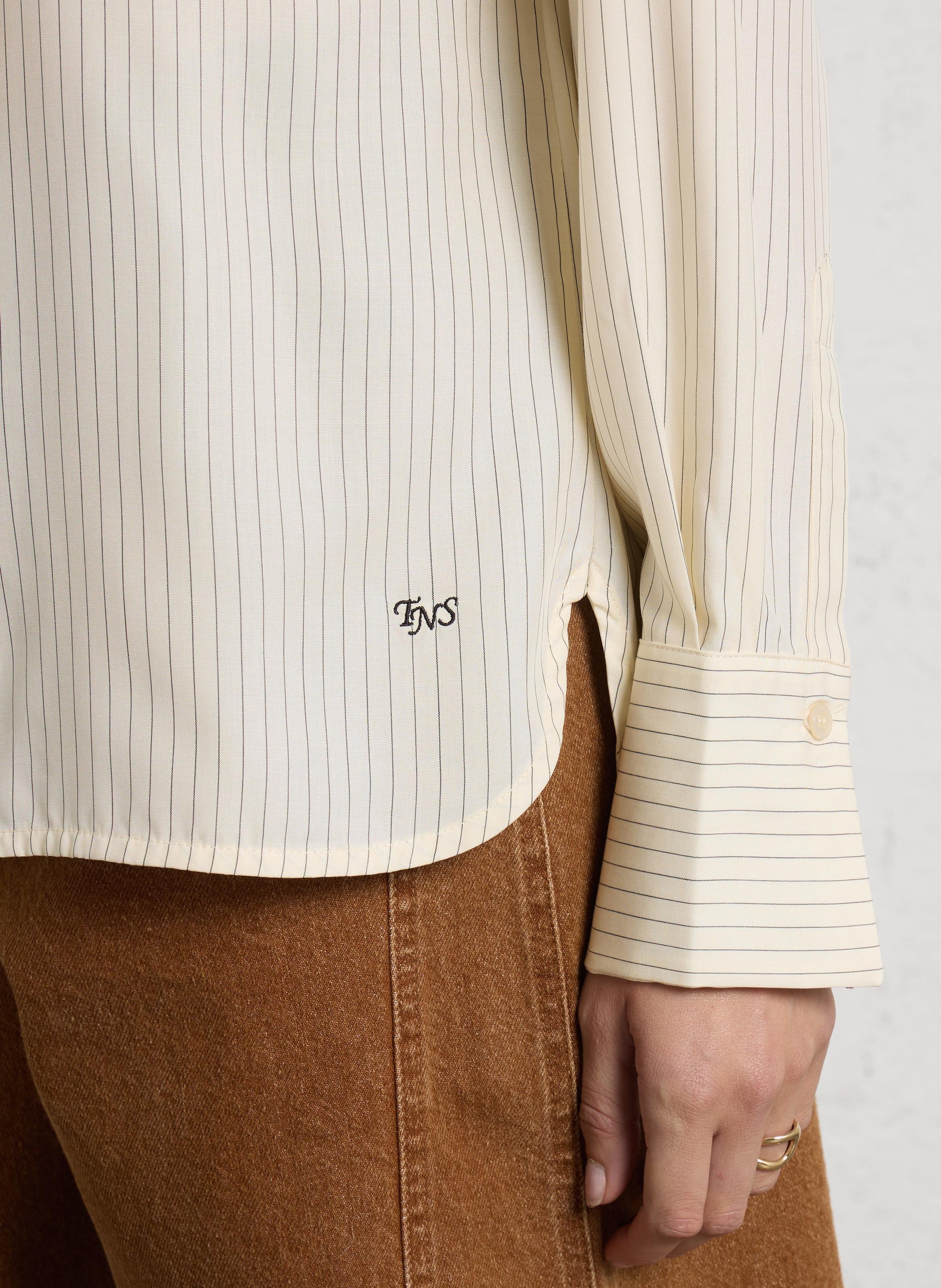 Oversize Hemd mit Lavallière-Kragen und Streifen THE NEW SOCIETY Beige