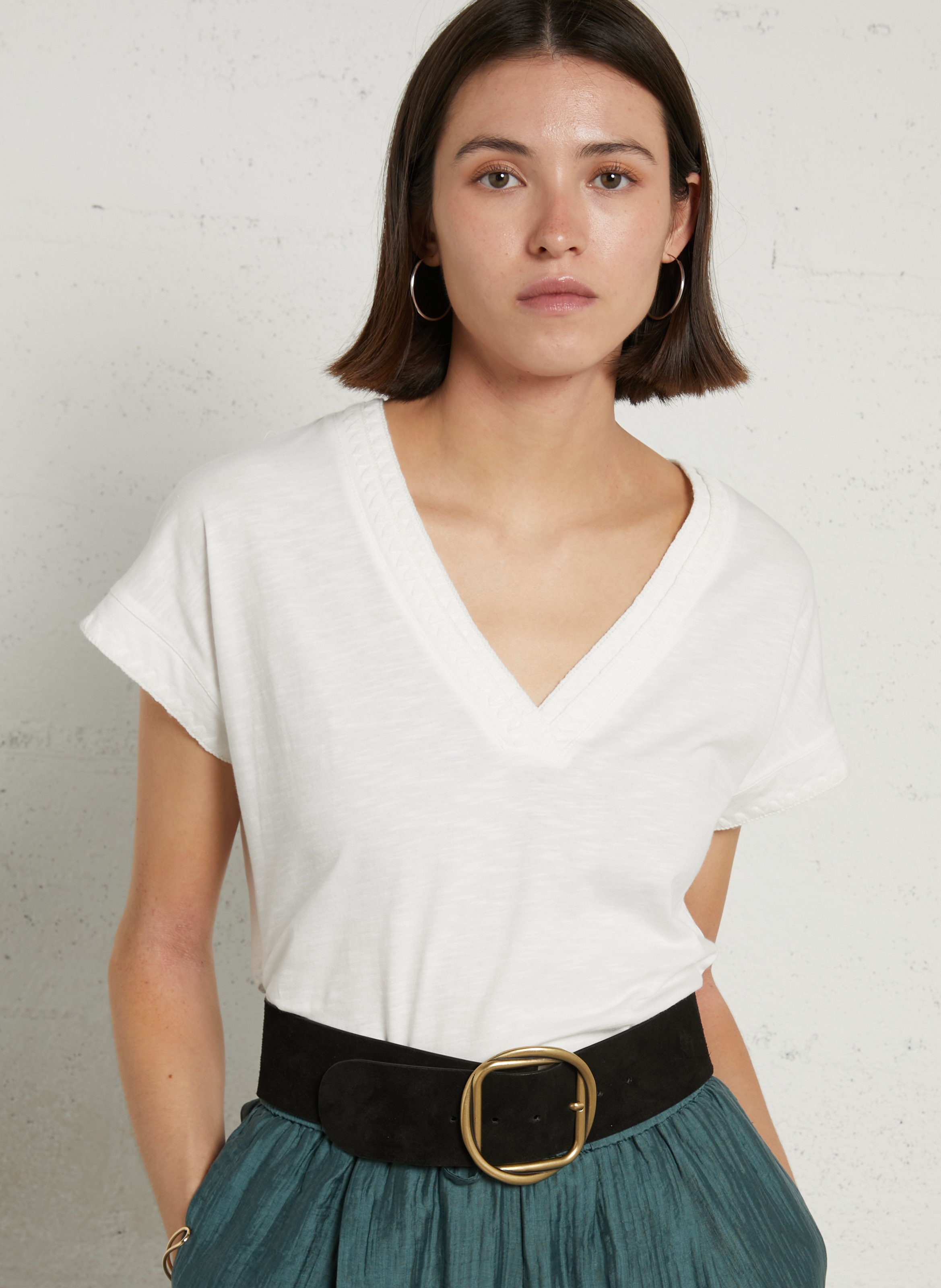Tailliertes T-Shirt aus Baumwolle MAISON 123 Weiss