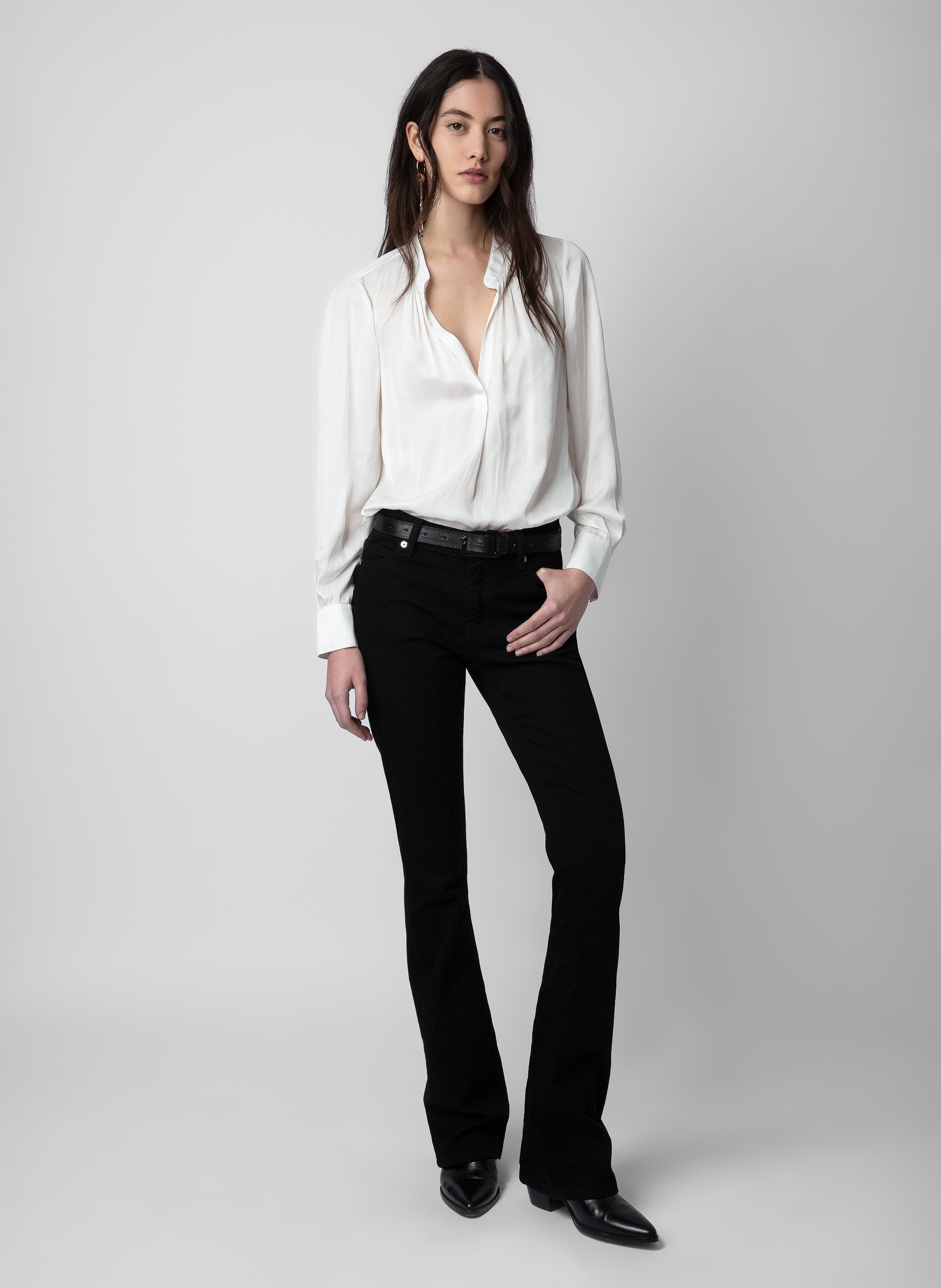 Fluid satin V-neck top ZADIG&VOLTAIRE Beige