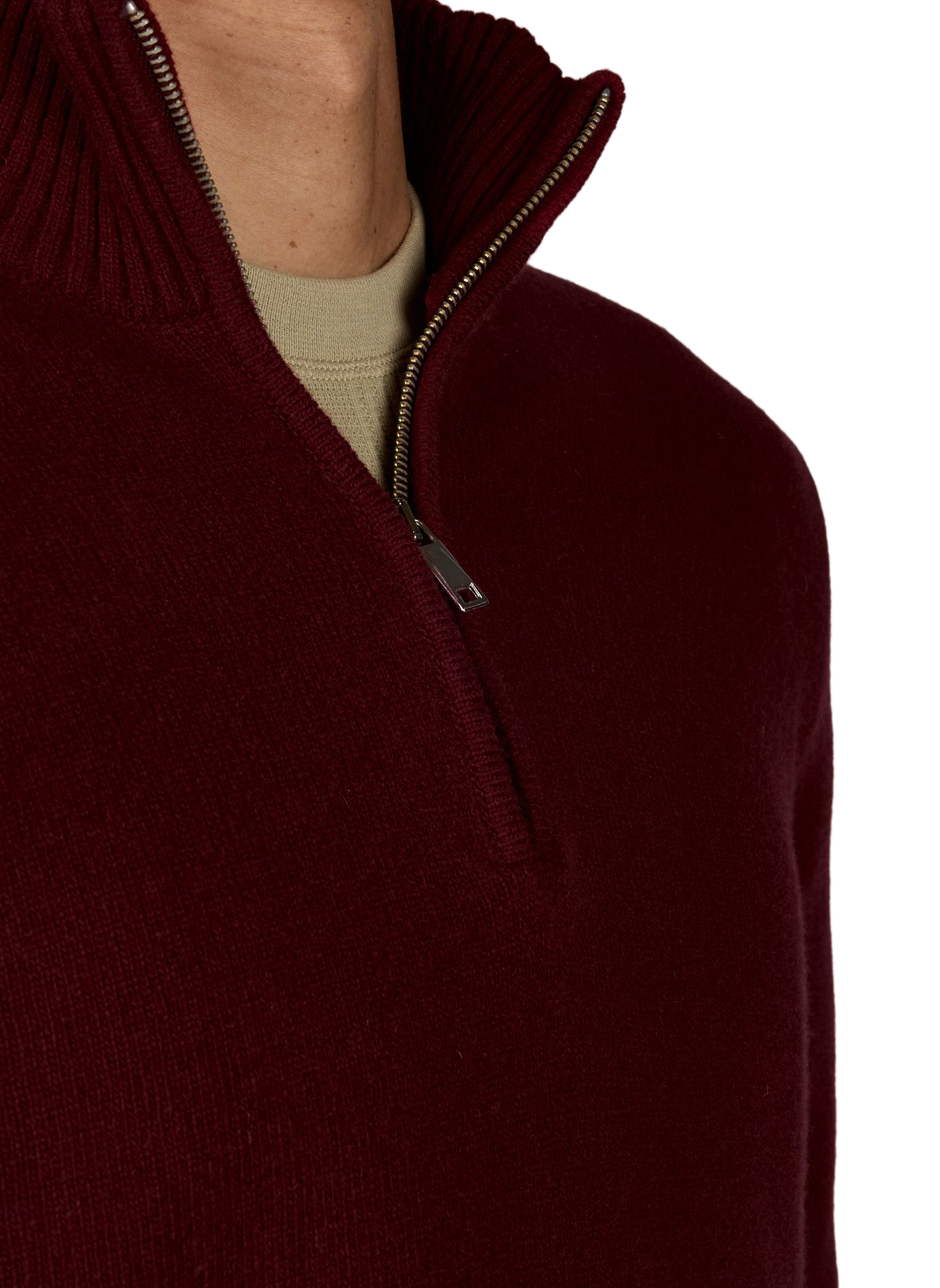 Knit wool sweater with cable knit detailing | Red AU PRINTEMPS PARIS Men