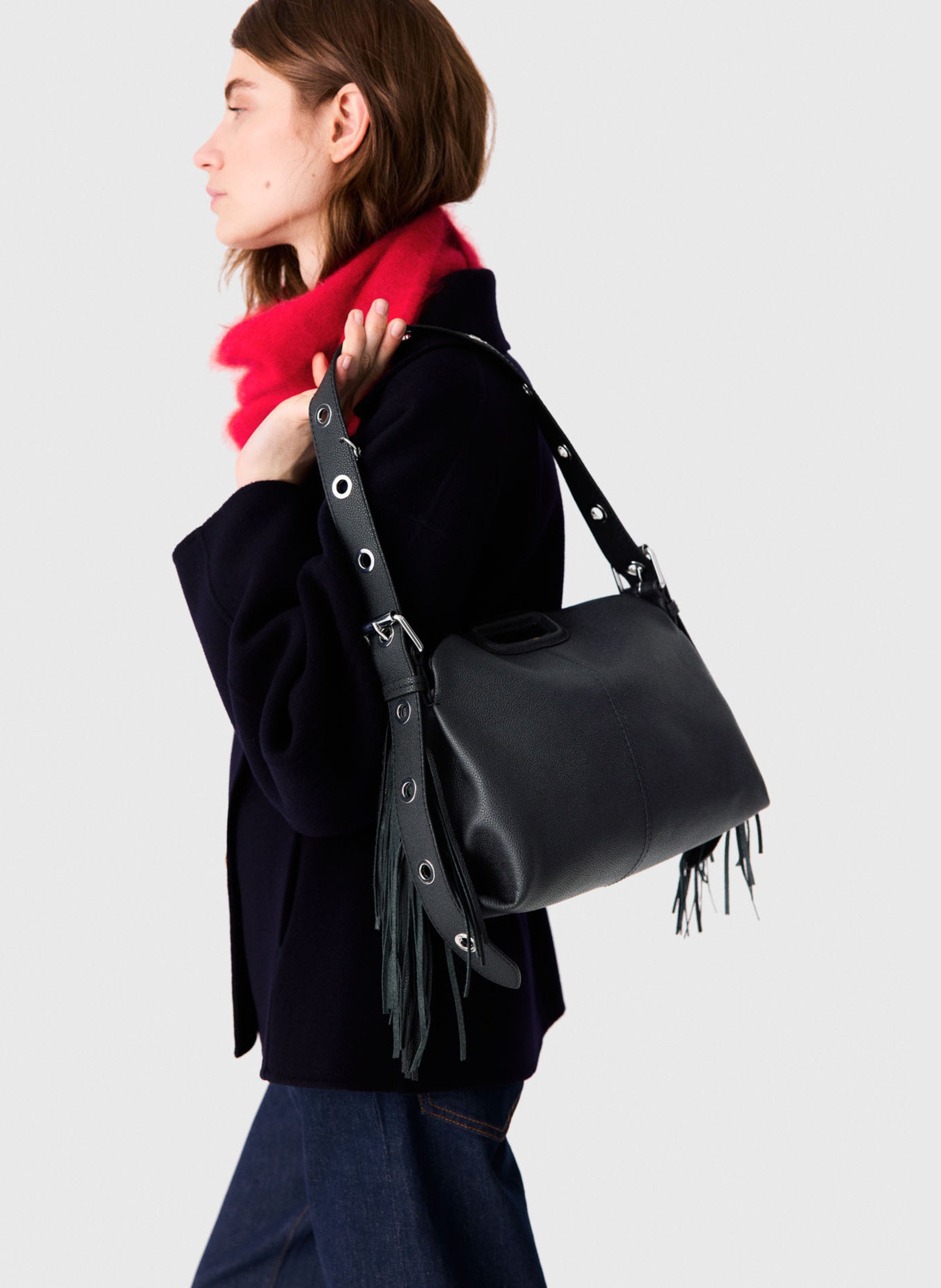 Dori leather shoulder bag MAJE Black