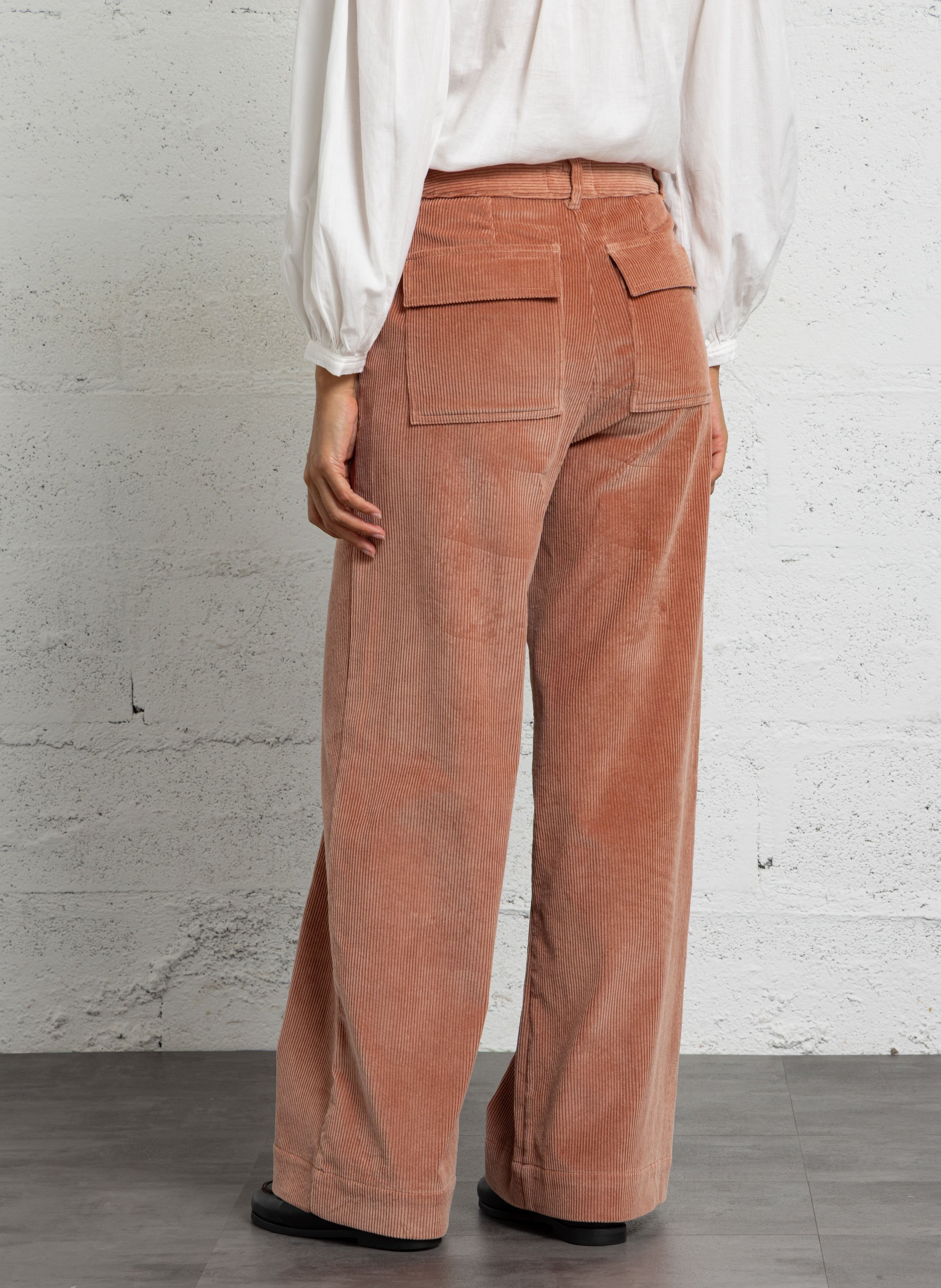 High-waisted cotton pants DES PETITS HAUTS Pink