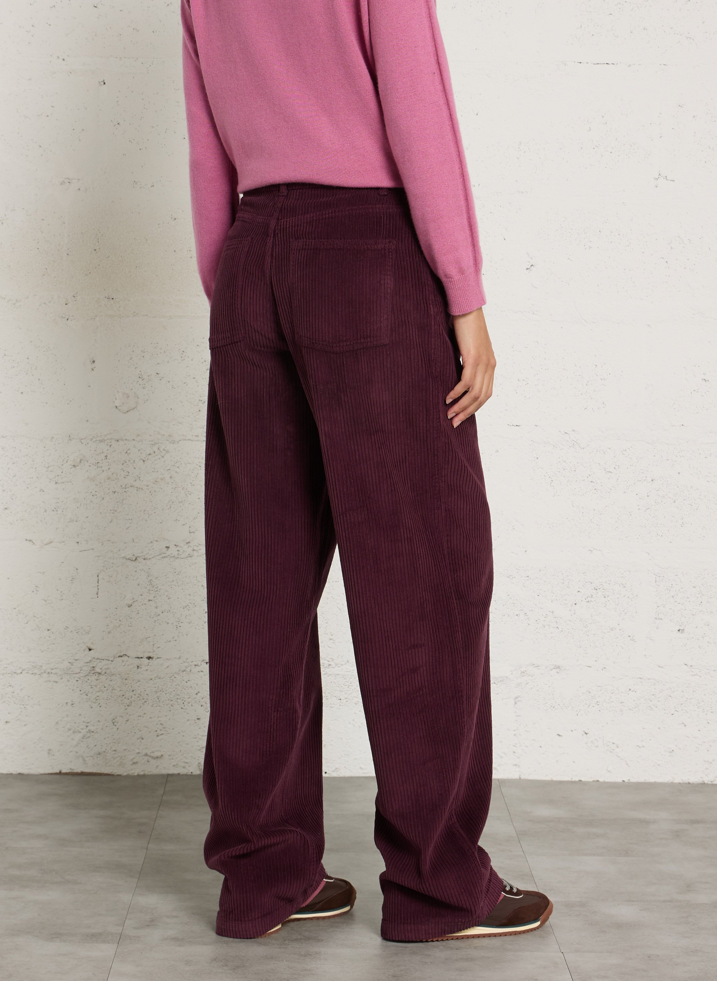 Straight-leg ribbed cotton pants THE NEW SOCIETY Red