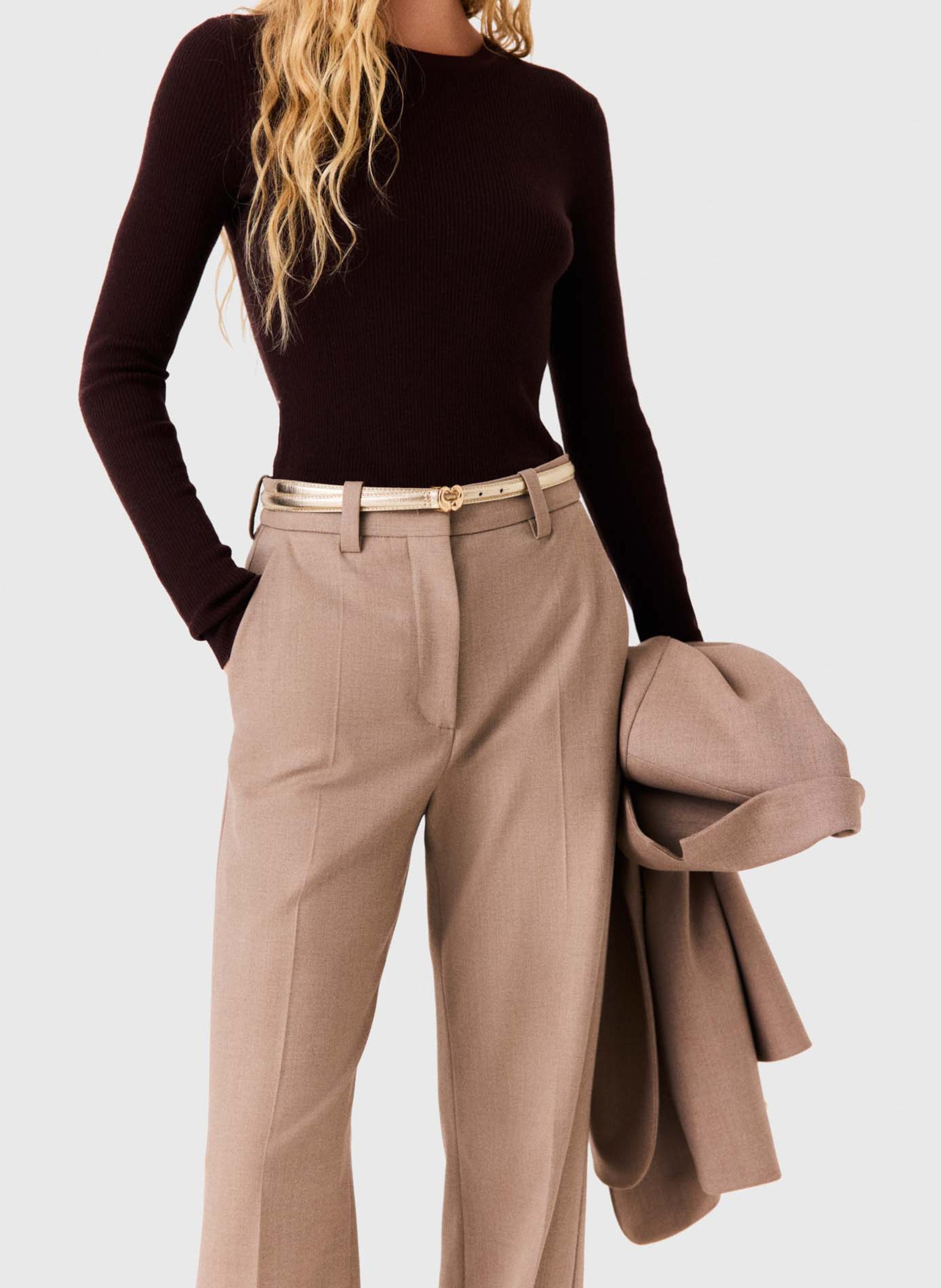 Wijde effen broek MAJE Beige