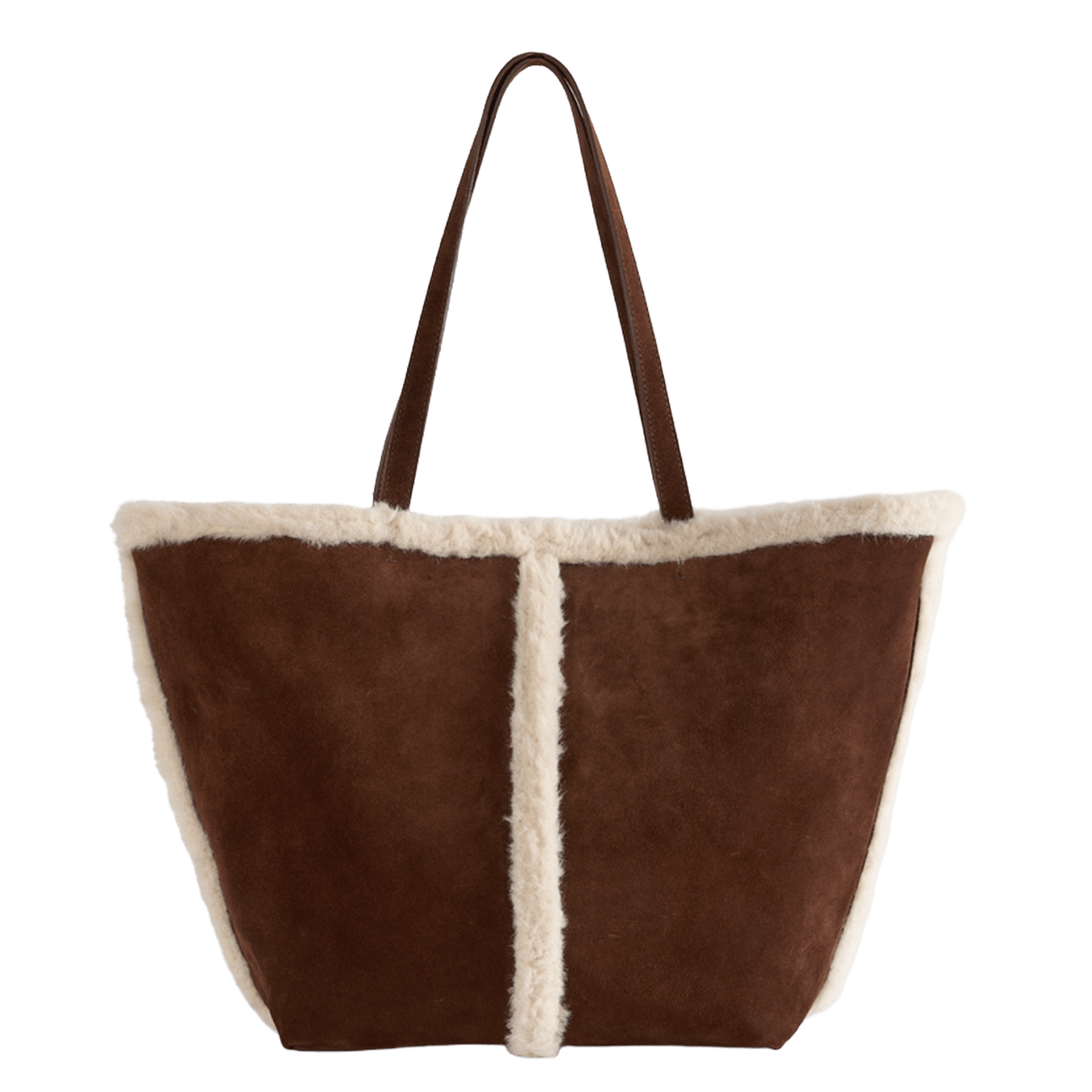 Large plain leather tote bag VANESSA BRUNO Brown