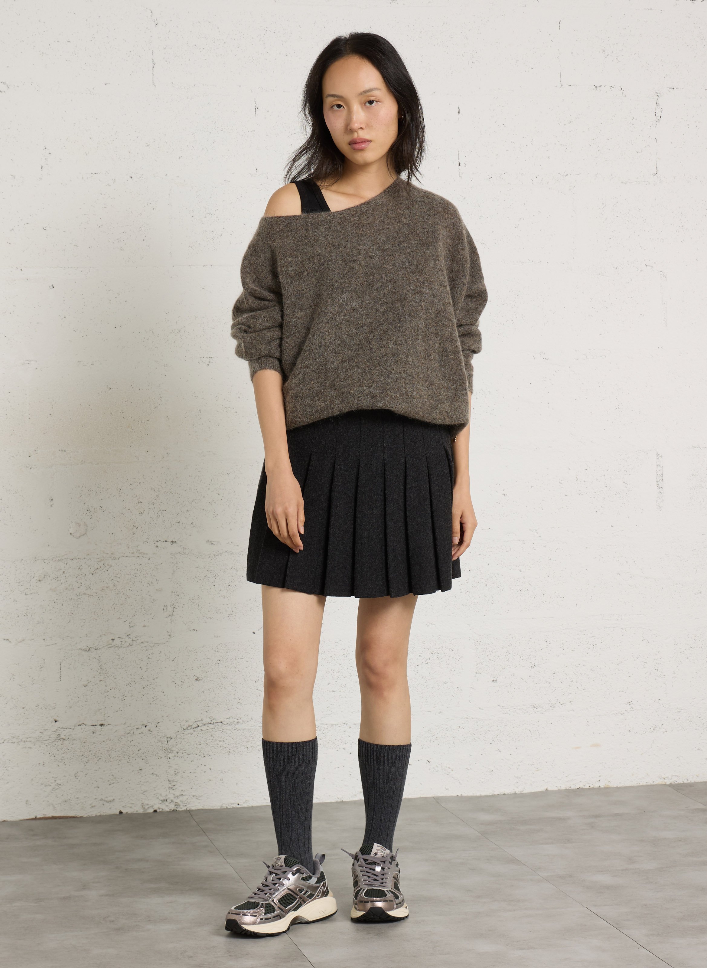 Short pleated skirt DES PETITS HAUTS Grey