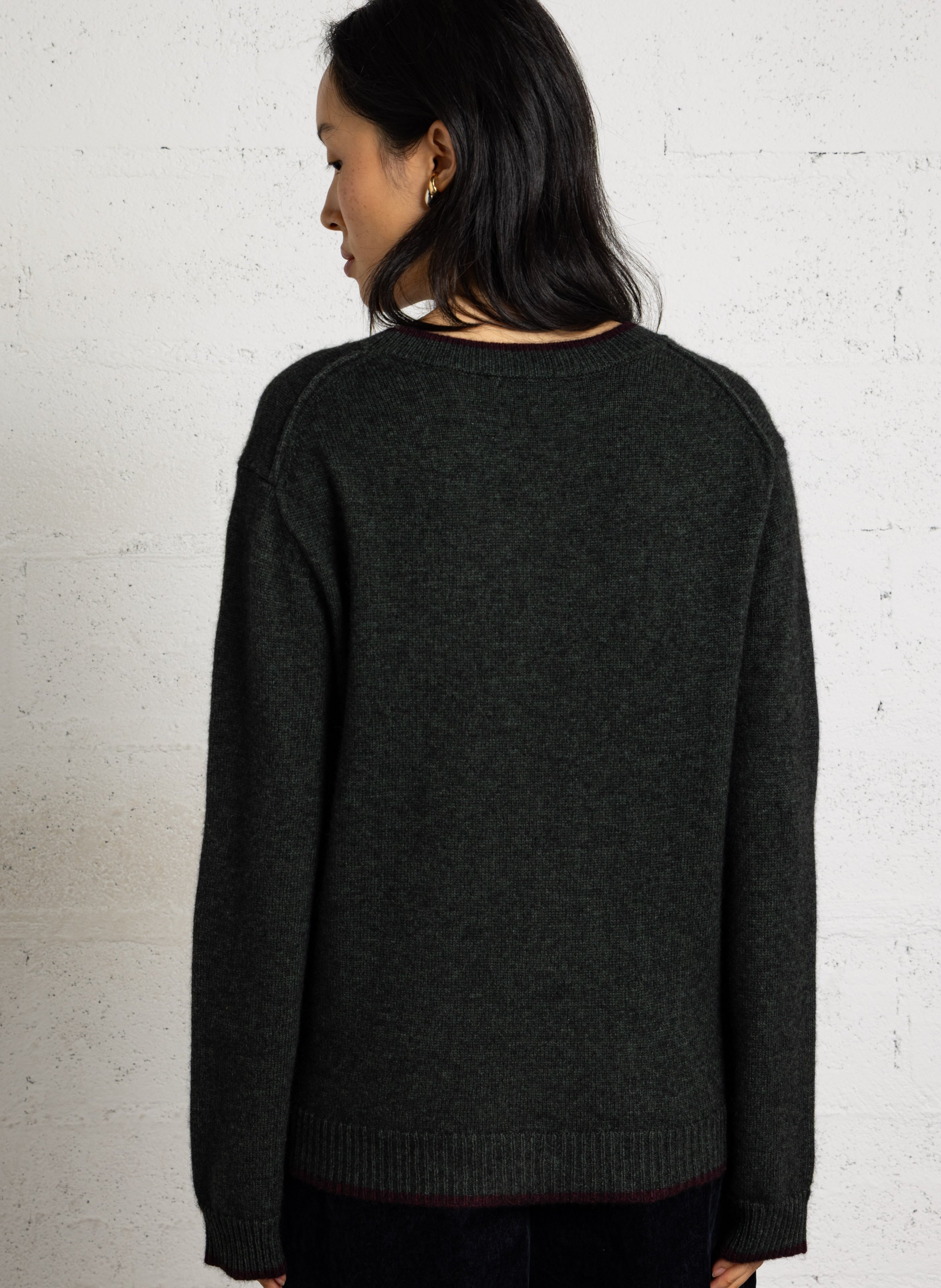 Pull droit col rond en laine MAISON 123 Vert