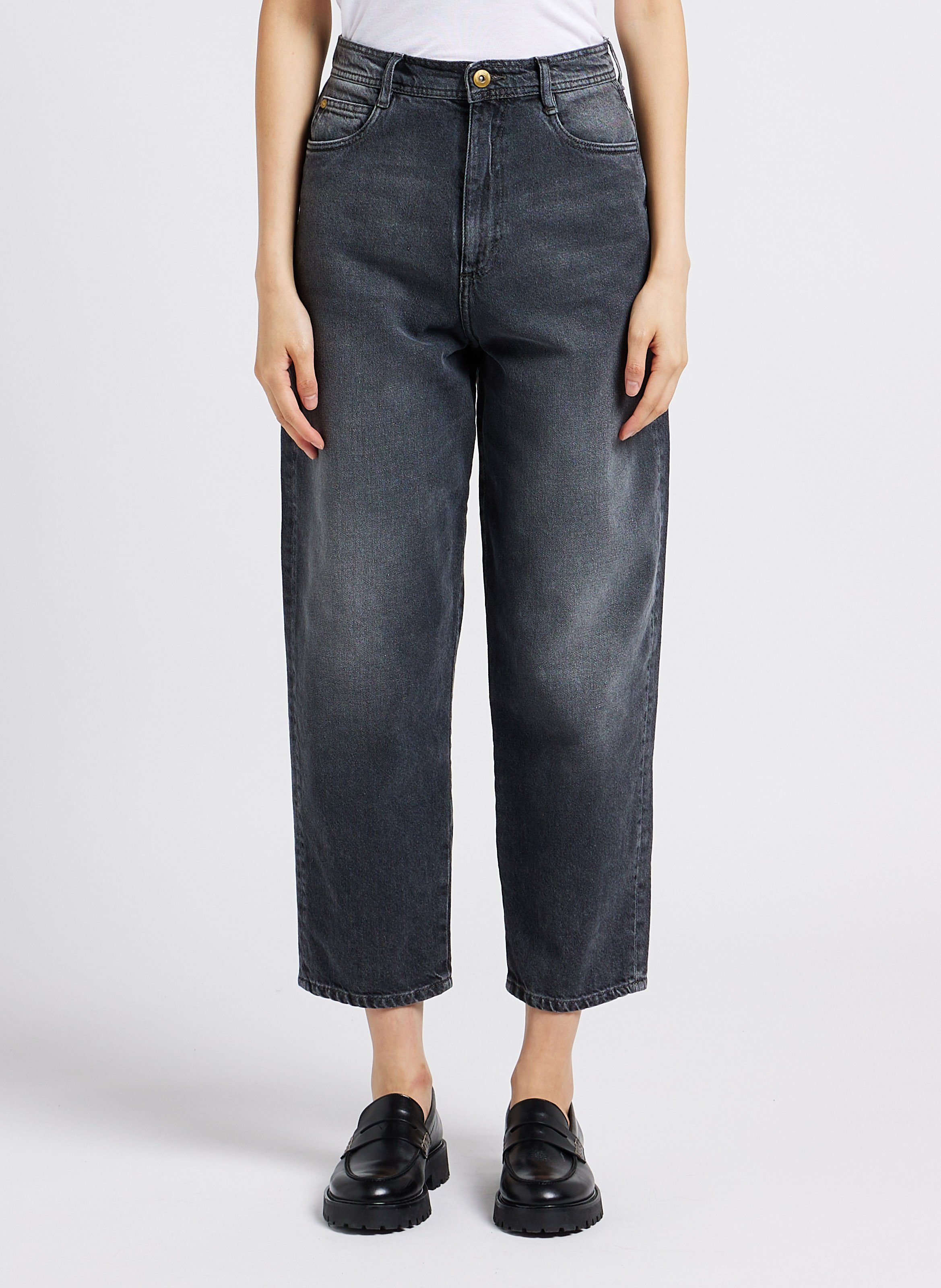 High-rise faded straight-leg jeans SESSUN Grey