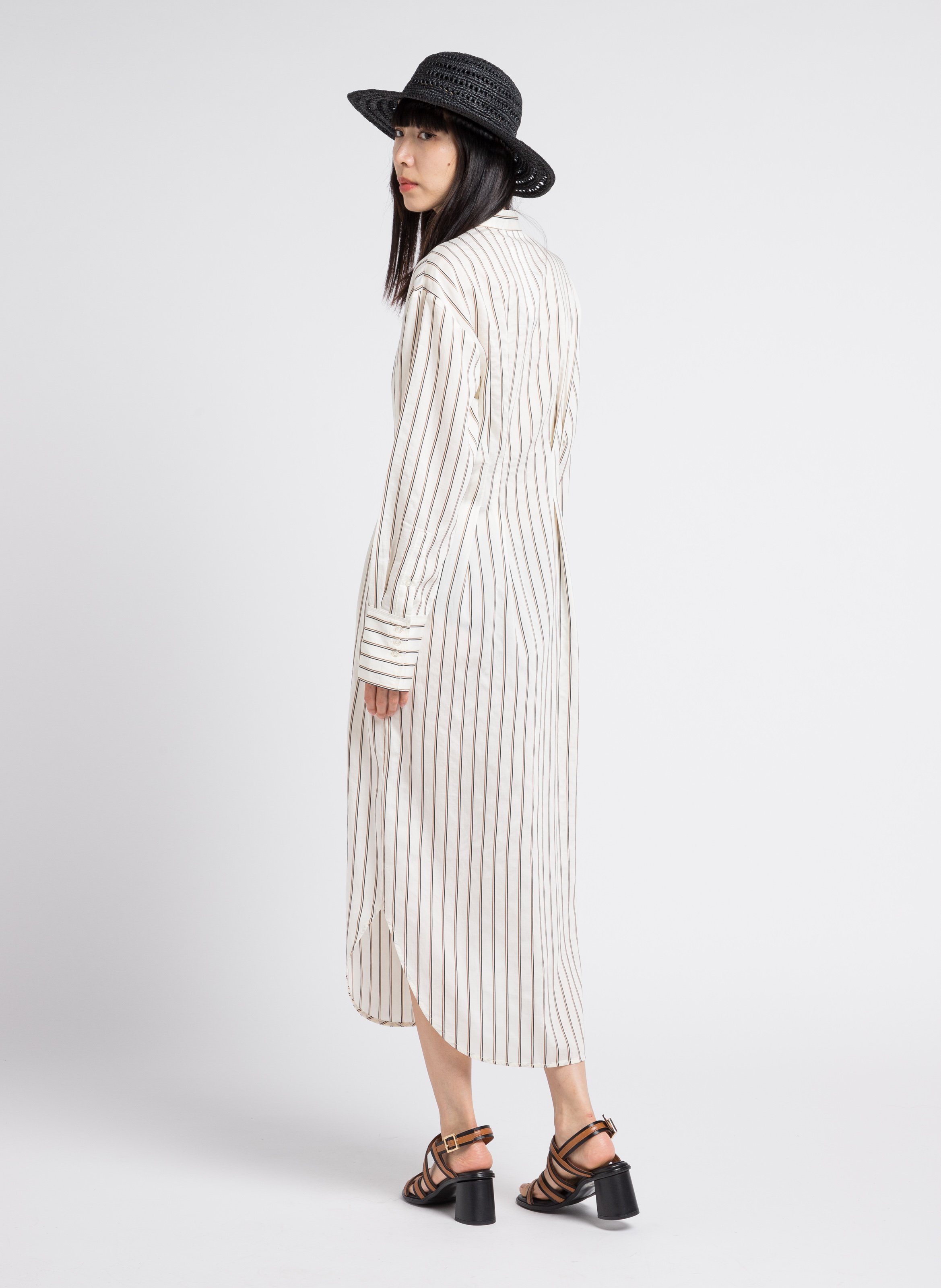 Robe longue ajustée à col mao SAMSOE SAMSOE Blanc