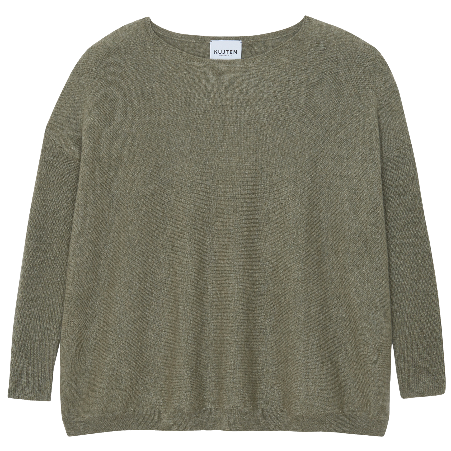 Pull ample col bateau en cachemire KUJTEN Kaki